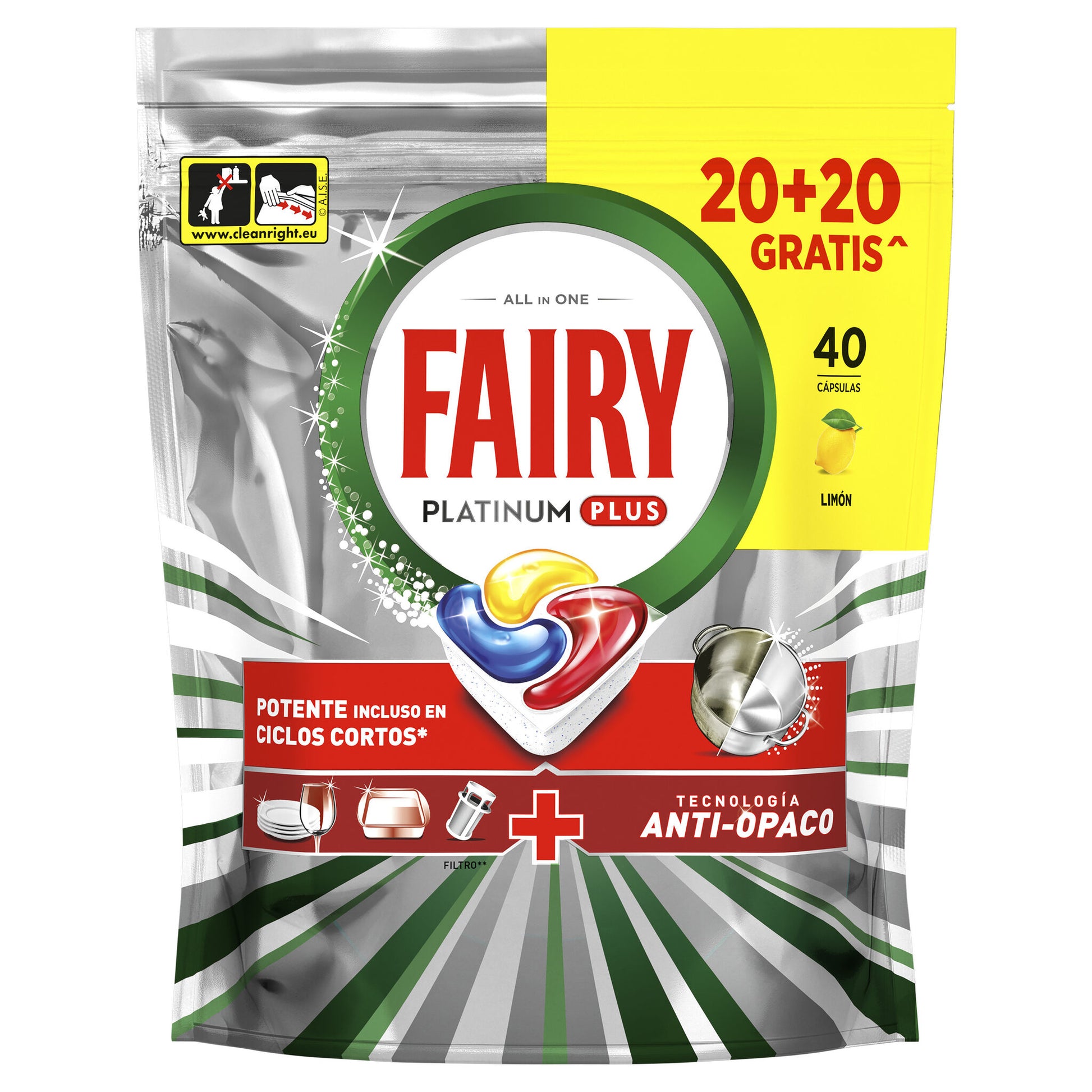 Lavajillas cápsula platinum plus Fairy40d