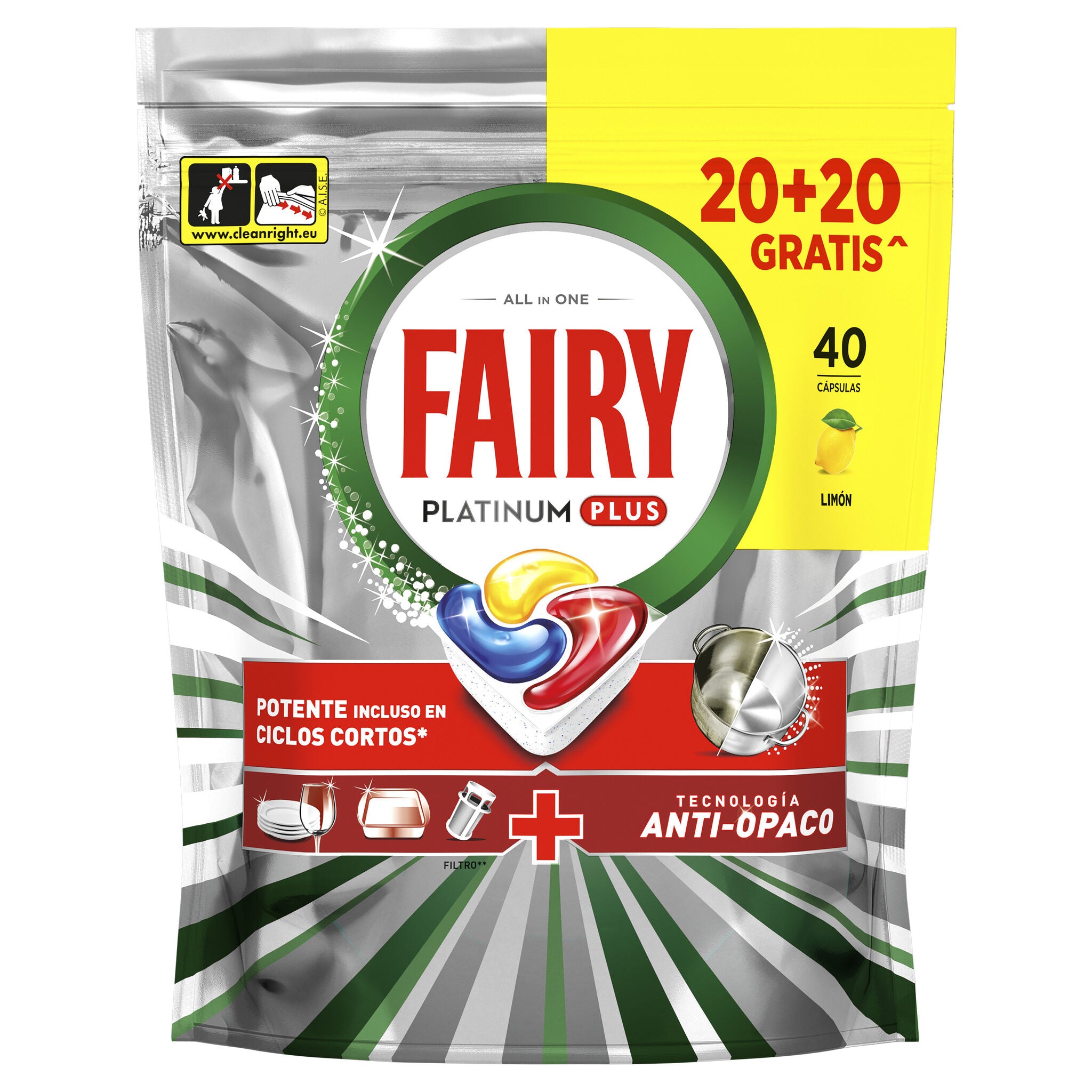 Lavajillas cápsula platinum plus Fairy40d