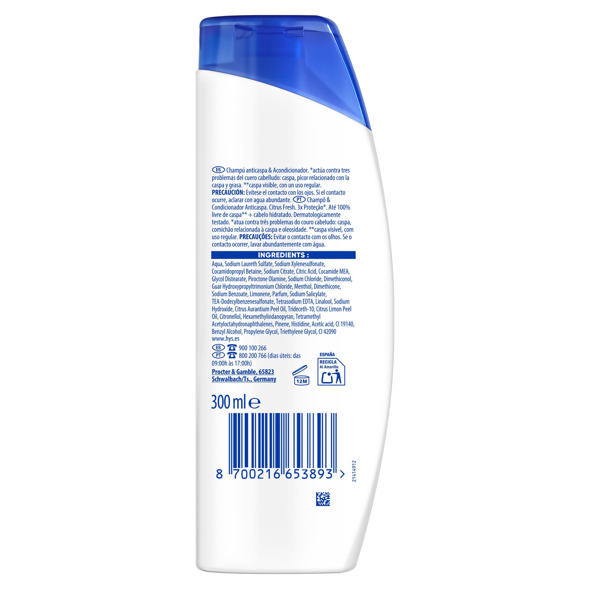 Champú anticaspa 2 en 1 H&S 300ml