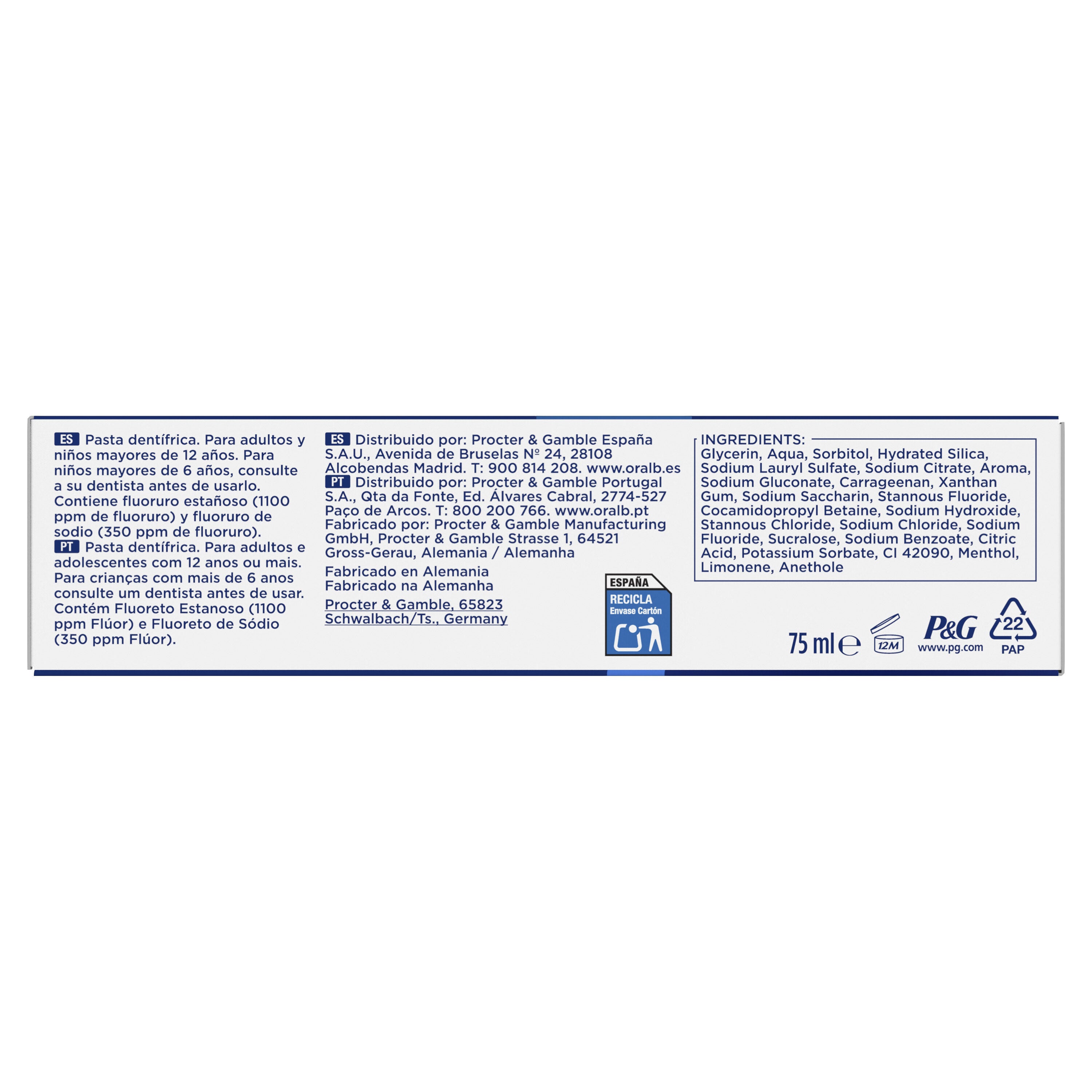 Dentífricos advance fortalece esmalte Oral b 75 ml