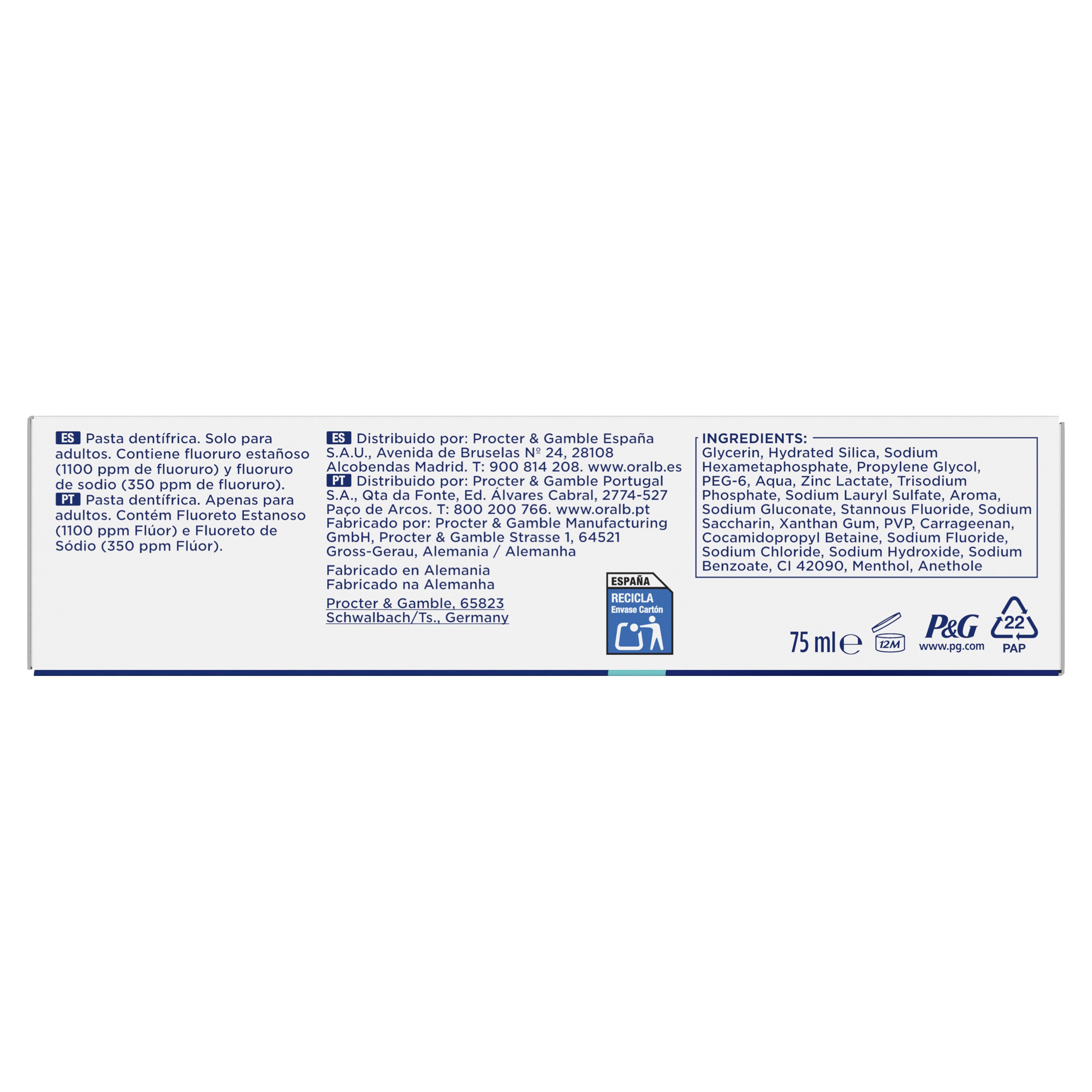 Dentífrico antibacteriano prevencion del sarro Oral b 75ml