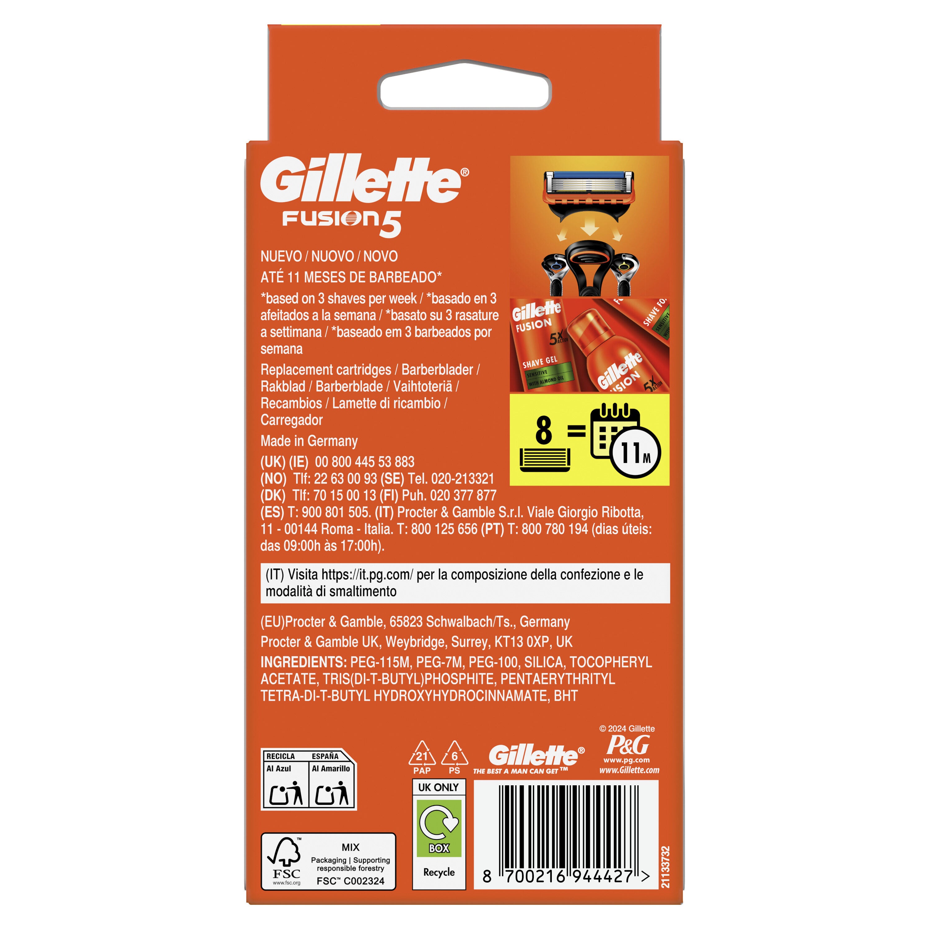 Recambios maquinilla fusion 5 Gillette 8