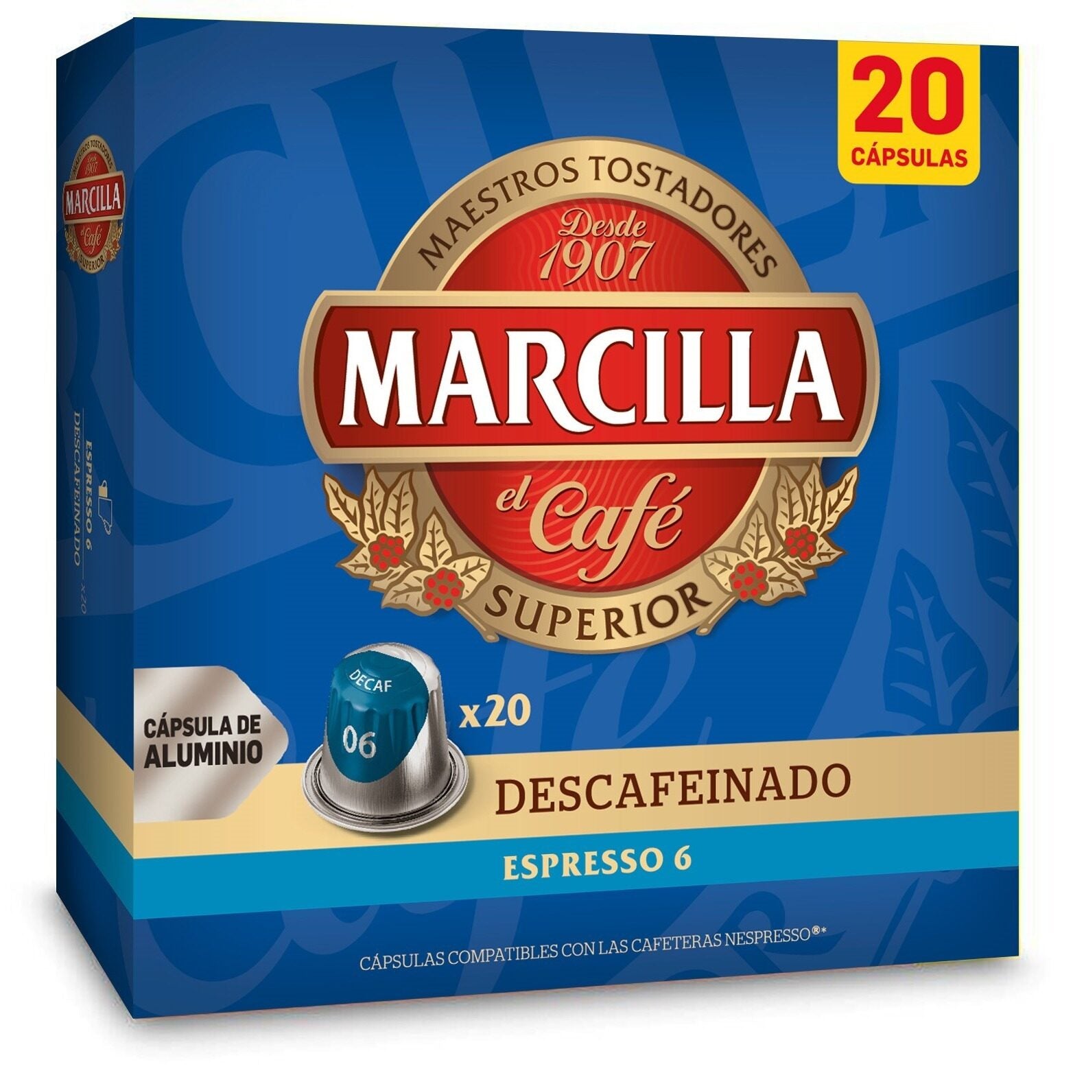Café cápsula descafeinado nº6 Marcilla p20 104g