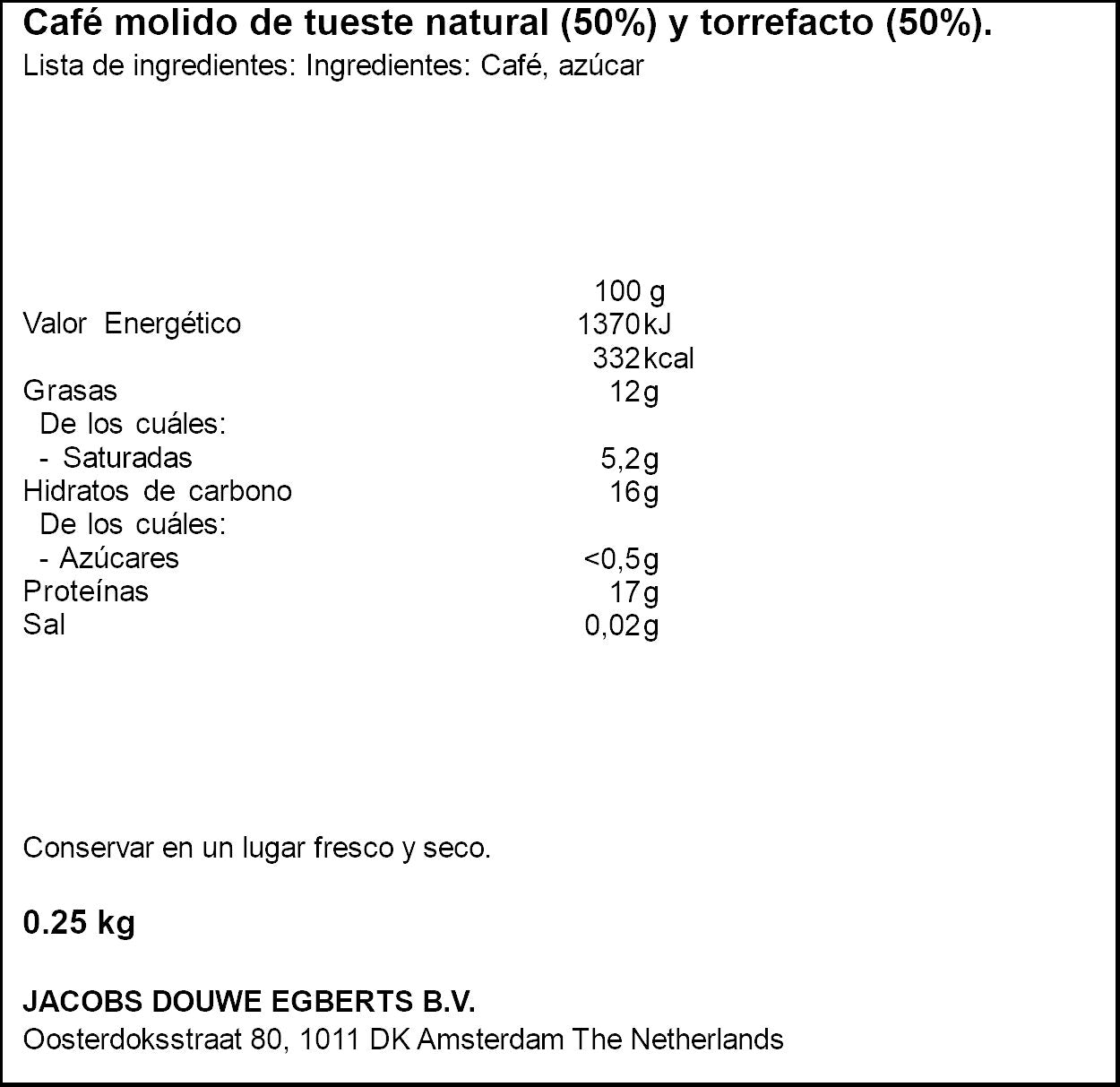 Café molido mezcla 50/50 Saimaza 250g