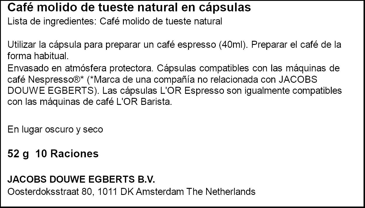 Café capsulas origenes brasil Lor p10 52g