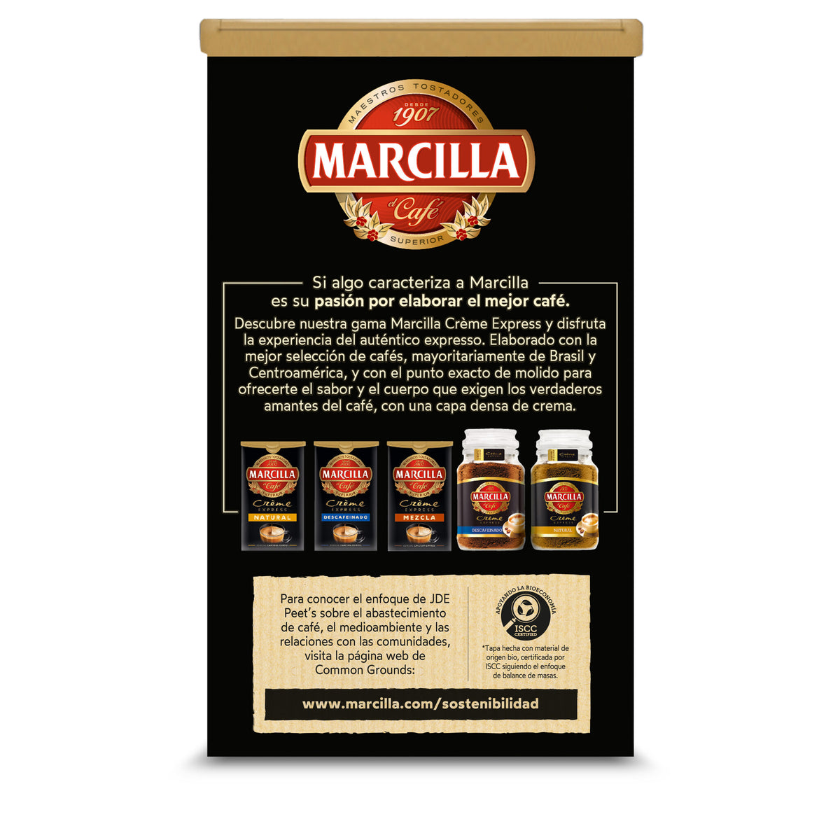 Café molido creme express descafeinado Marcilla 200g