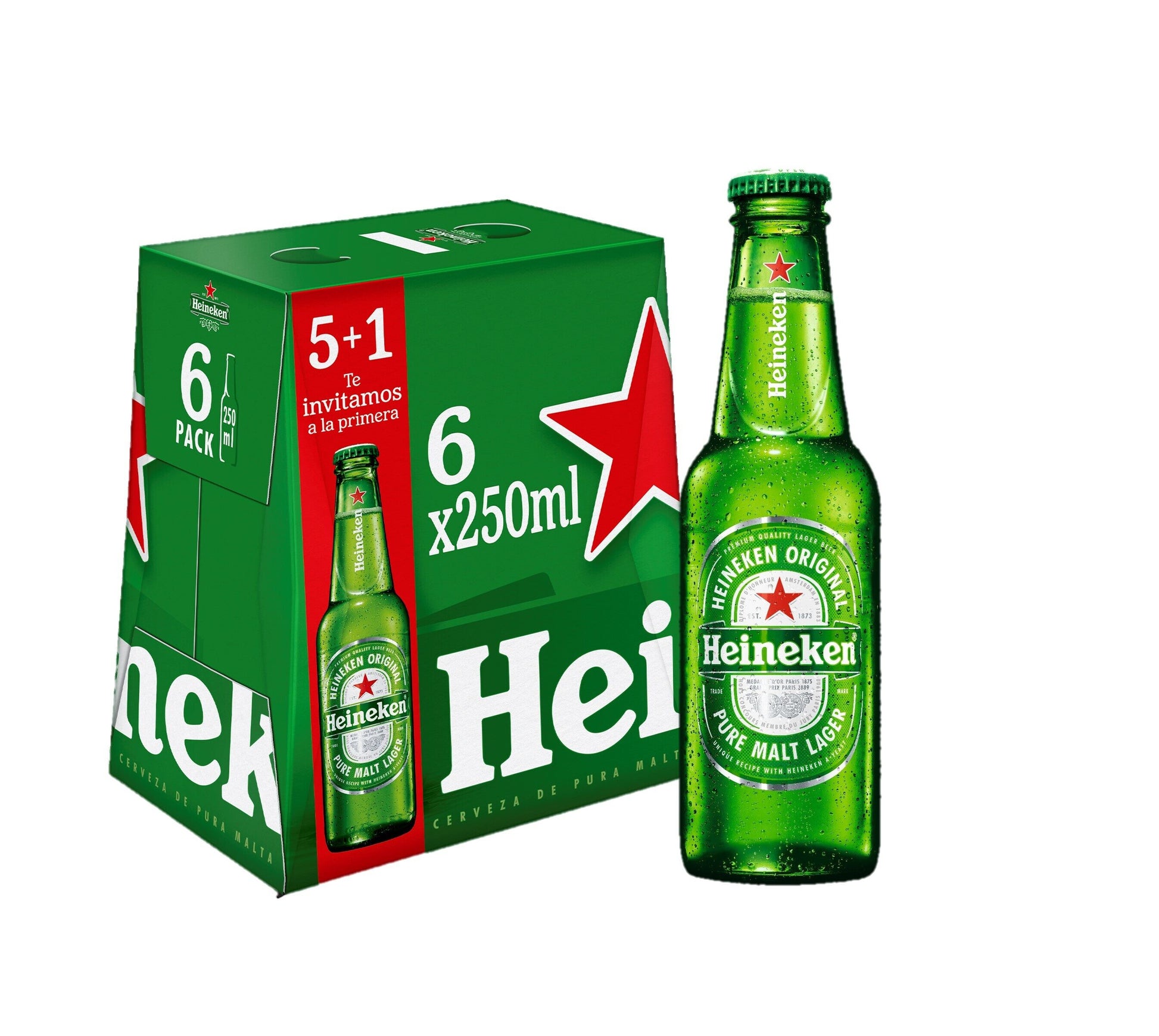 Cerveza rubia cristal Heineken p6 250ml/u