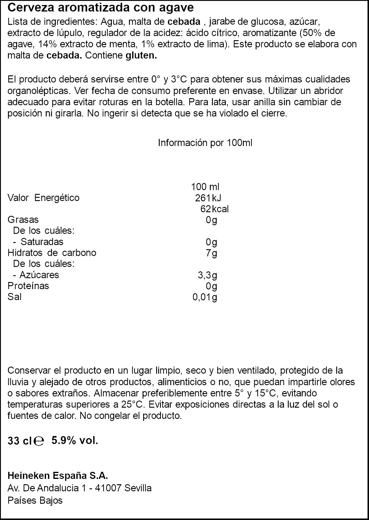 Cerveza especial mojito cristal Desperados mojito 330ml