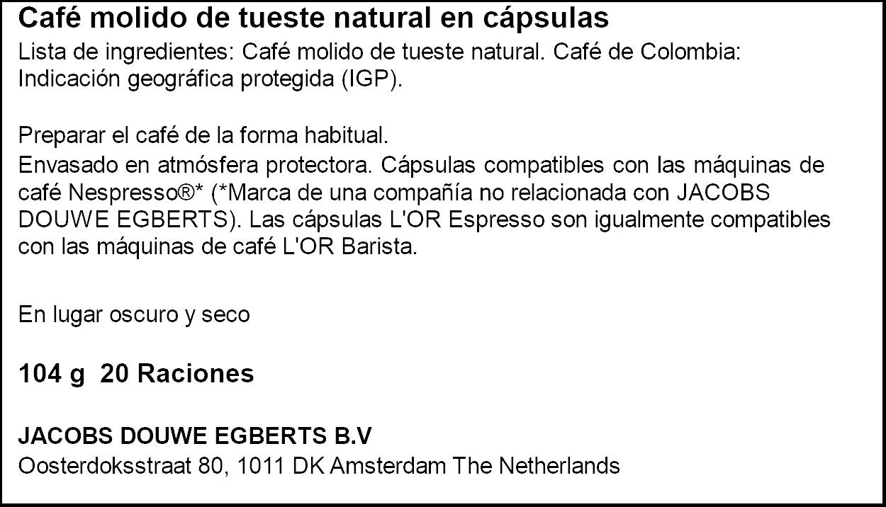 Café cápsula colombia Marcilla p20 104g