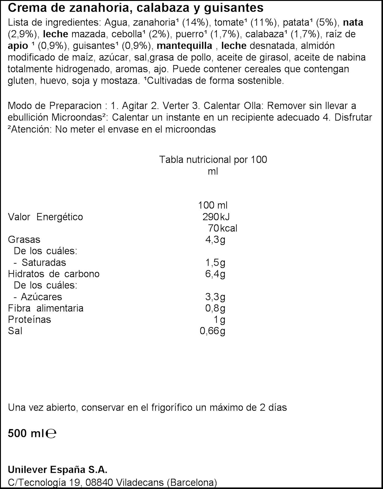 Crema verdura de alicia Knorr 500ml
