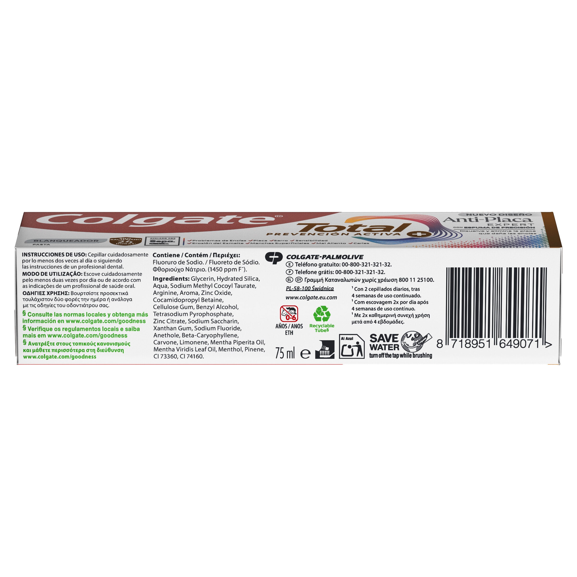 Dentífrico total placa white Colgate 75ml