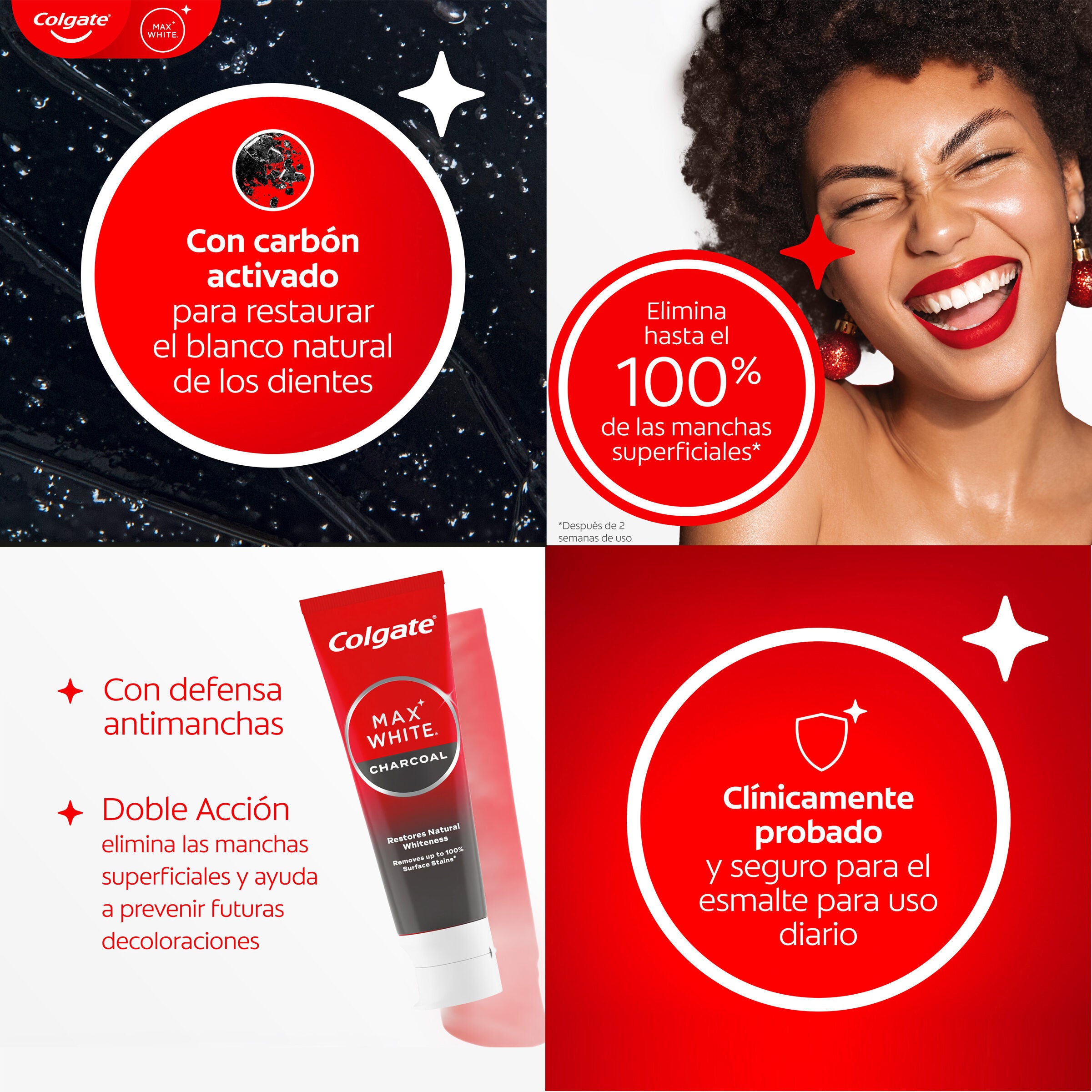 Dentífrico max white carbón Colgate 75ml