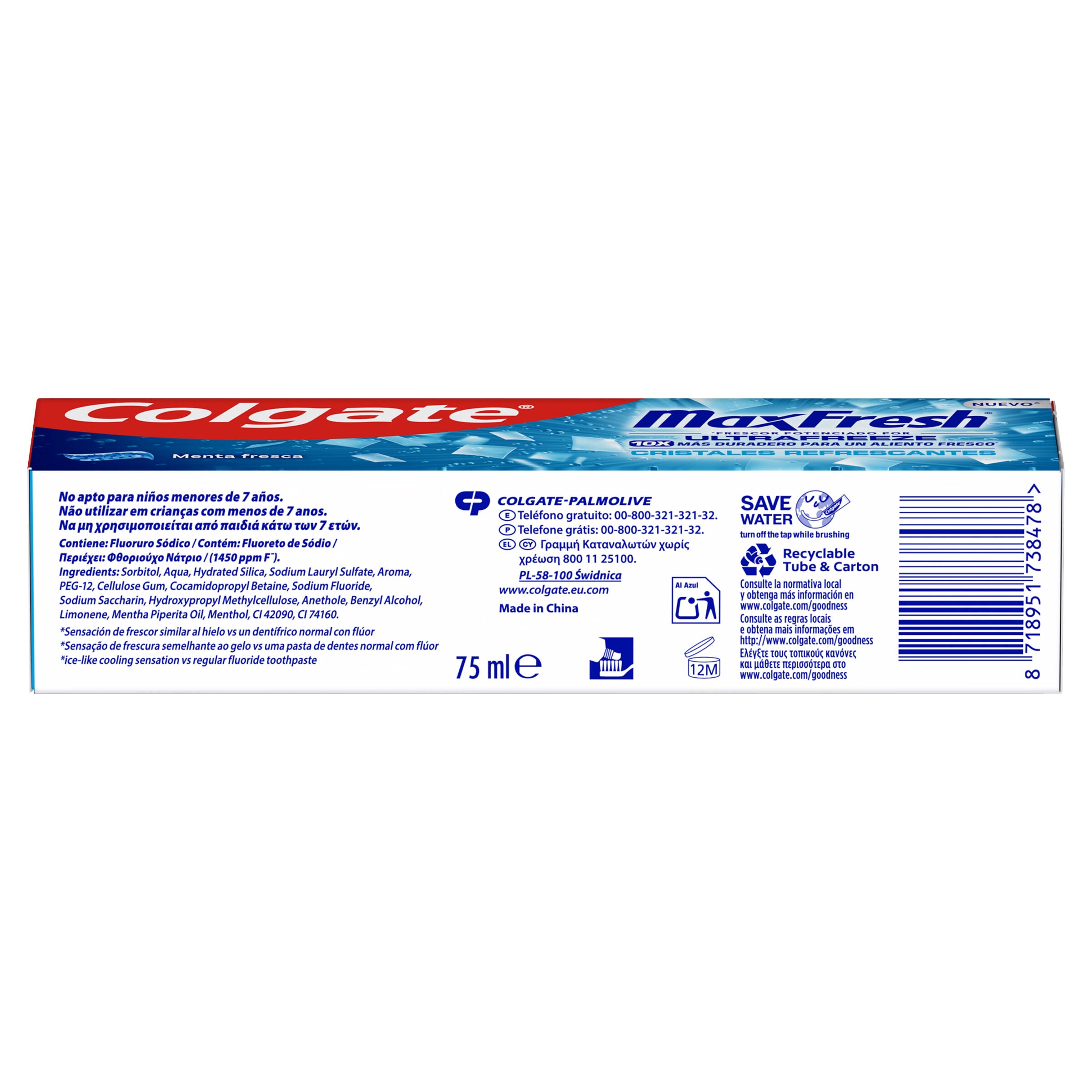 Dentífrico azul max fresh Colgate 75ml