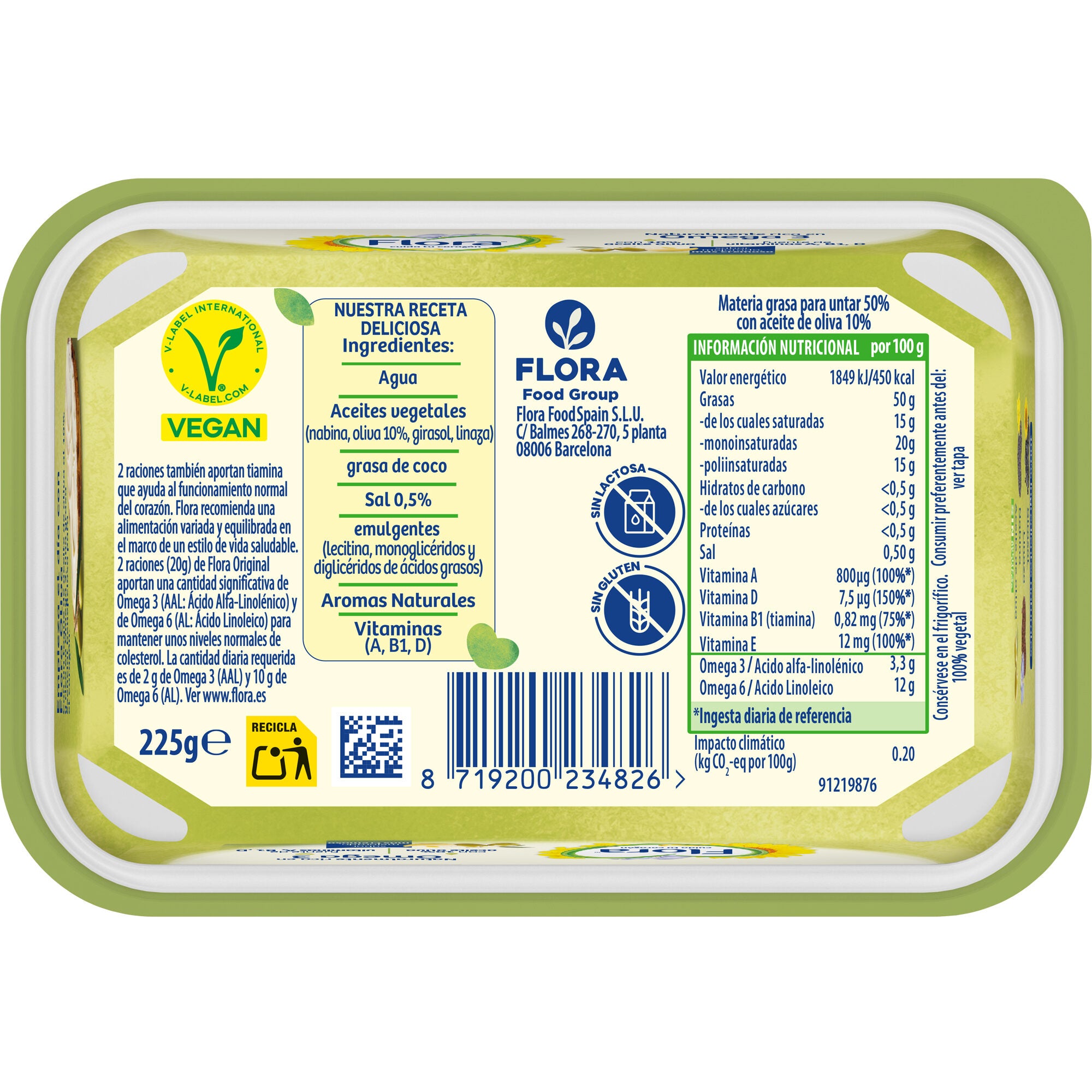Margarina oliva tarrina Flora 225g