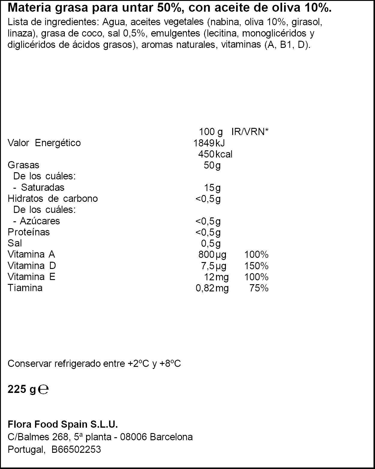 Margarina oliva tarrina Flora 225g