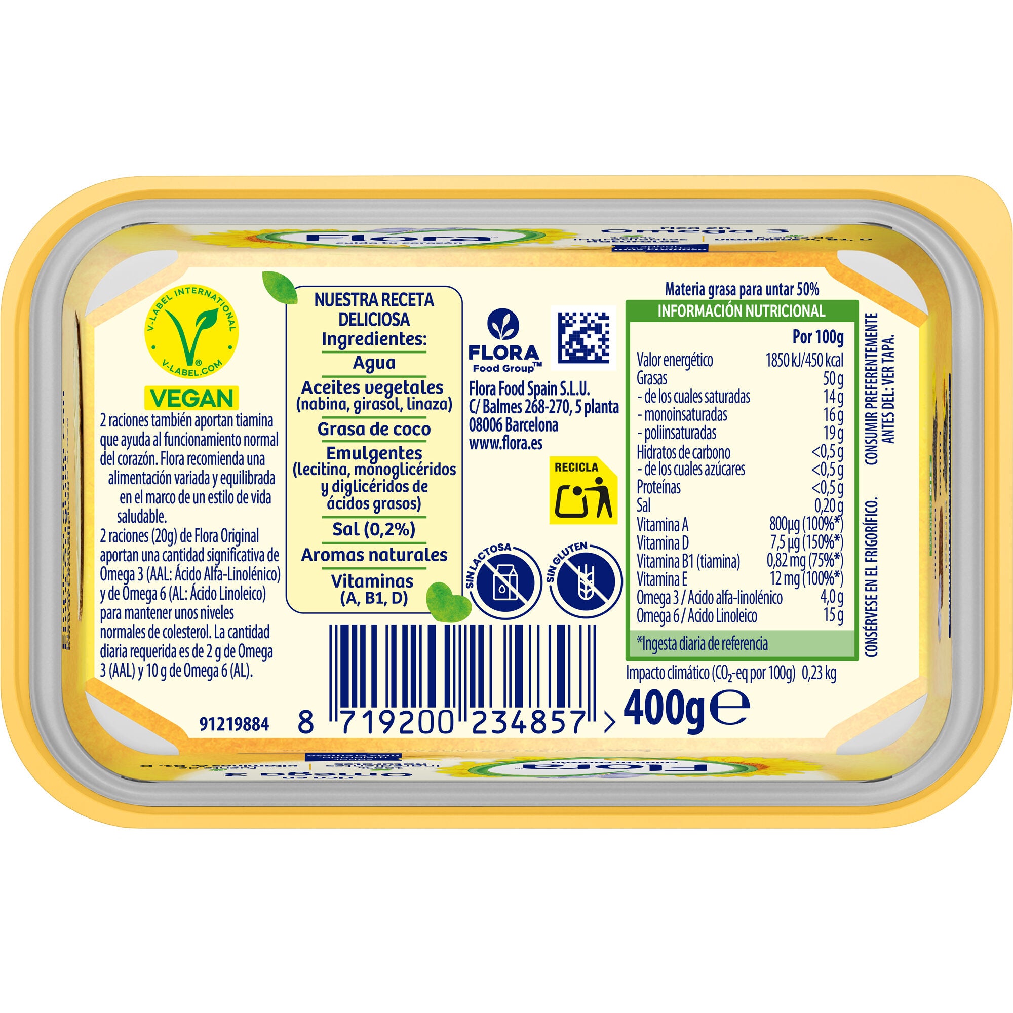 Margarina tarrina Flora 400g