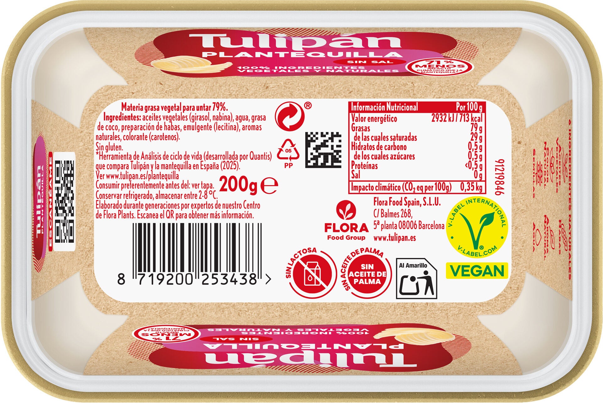 Plantequilla s/sal Tulipan 200g