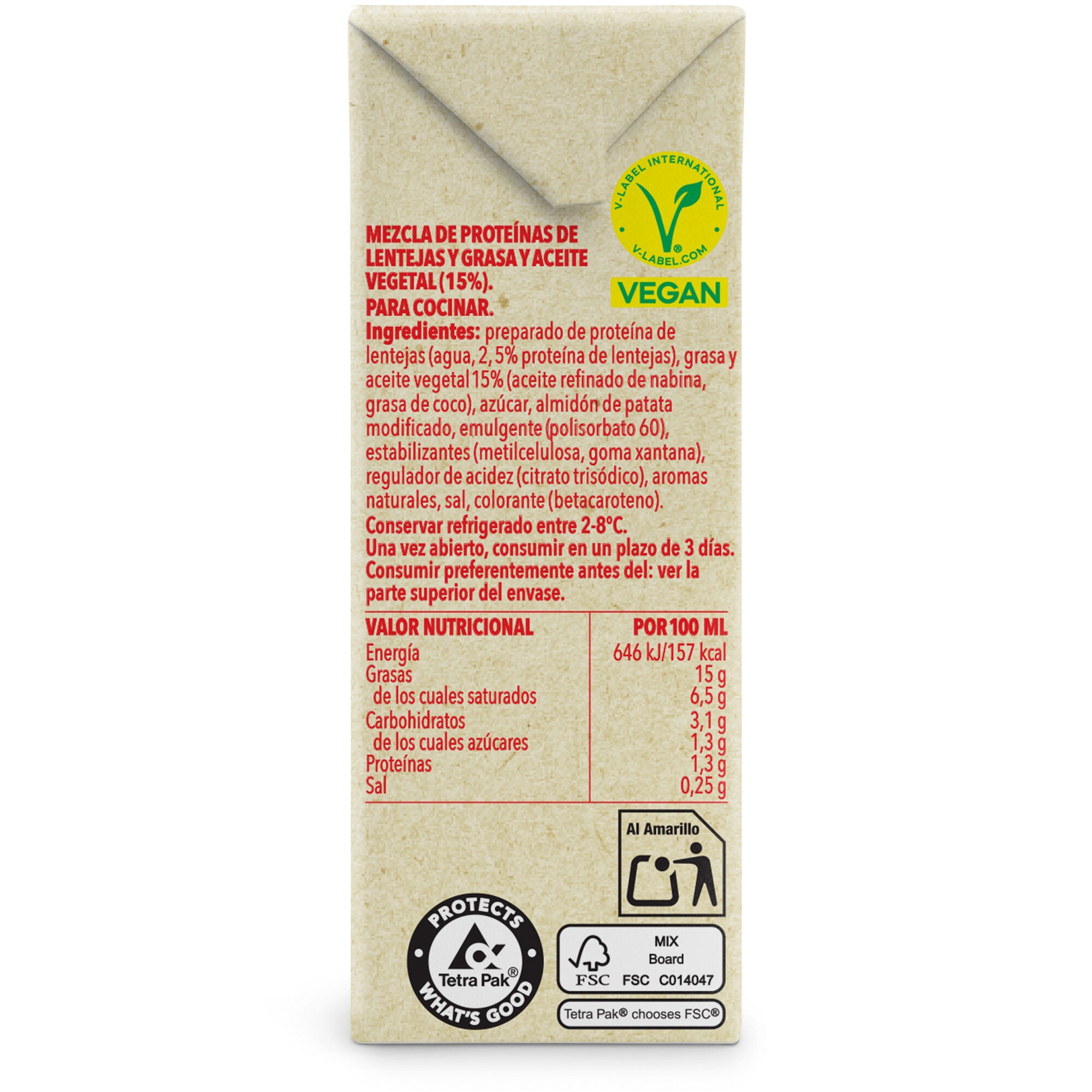 Nata vegetal para cocinar Tulipan 250ml