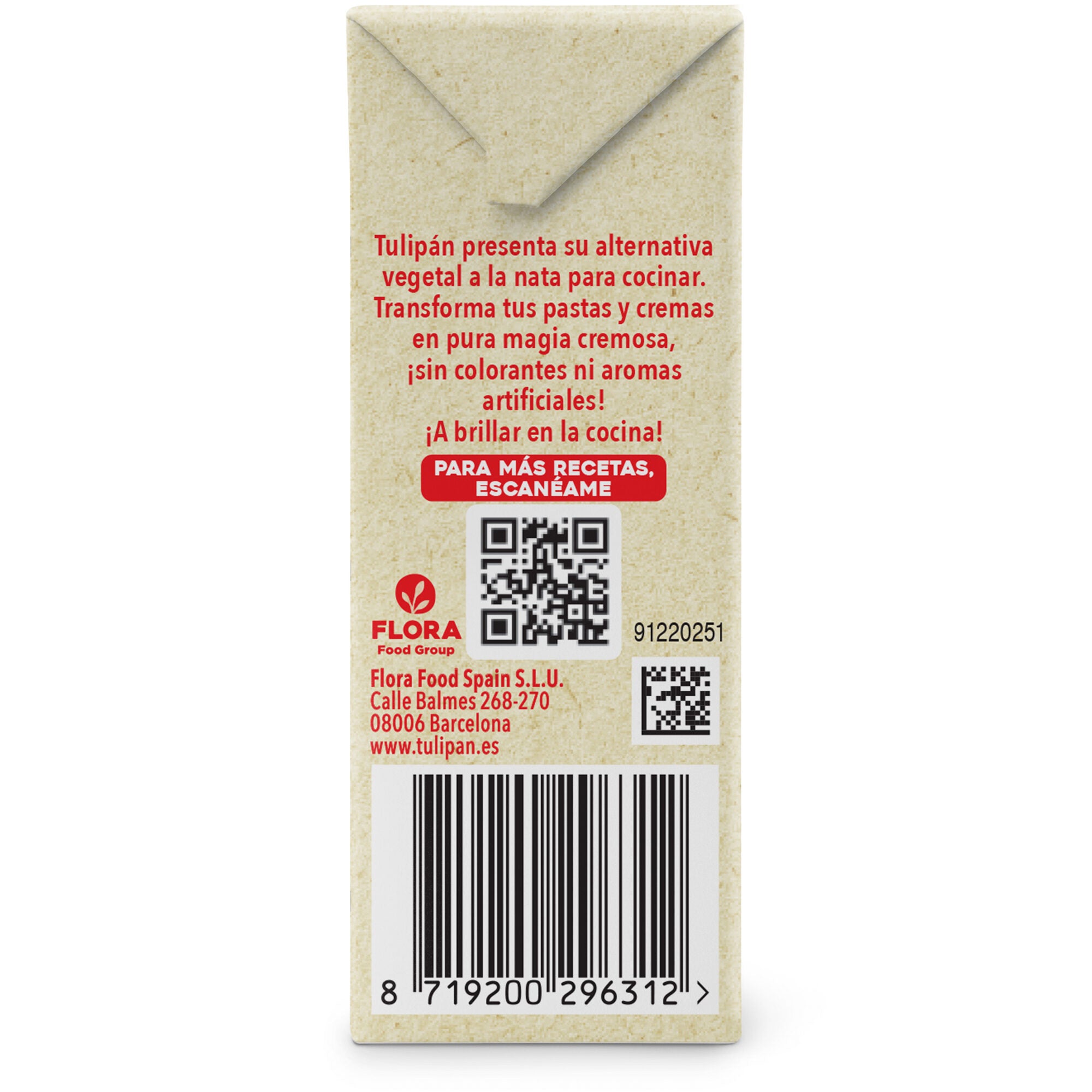 Nata vegetal para cocinar Tulipan 250ml