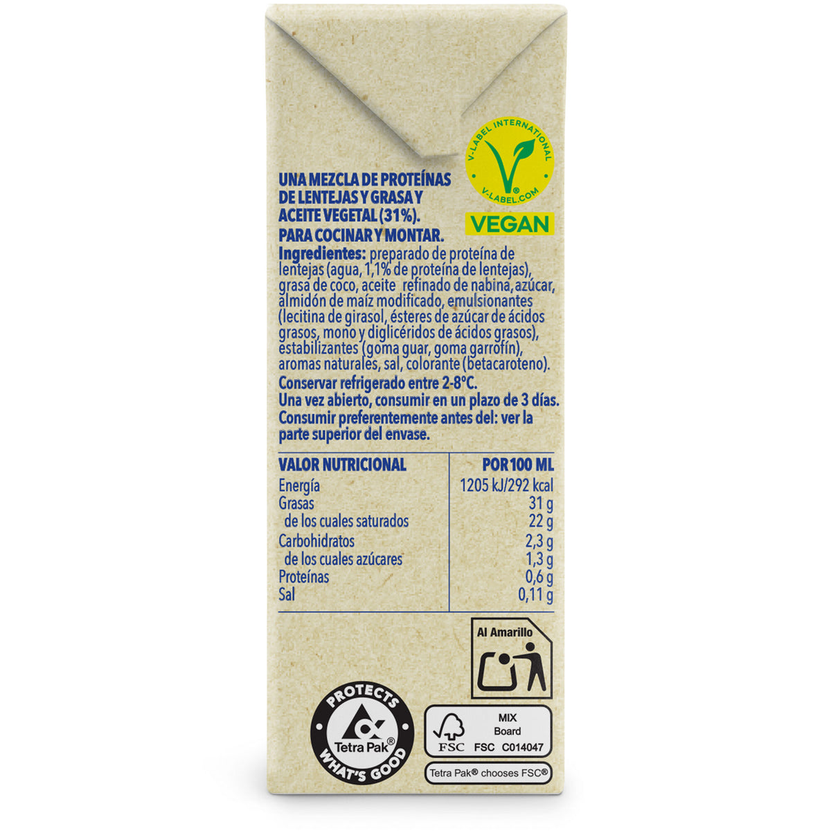 Nata vegetal para montar Tulipan 250ml