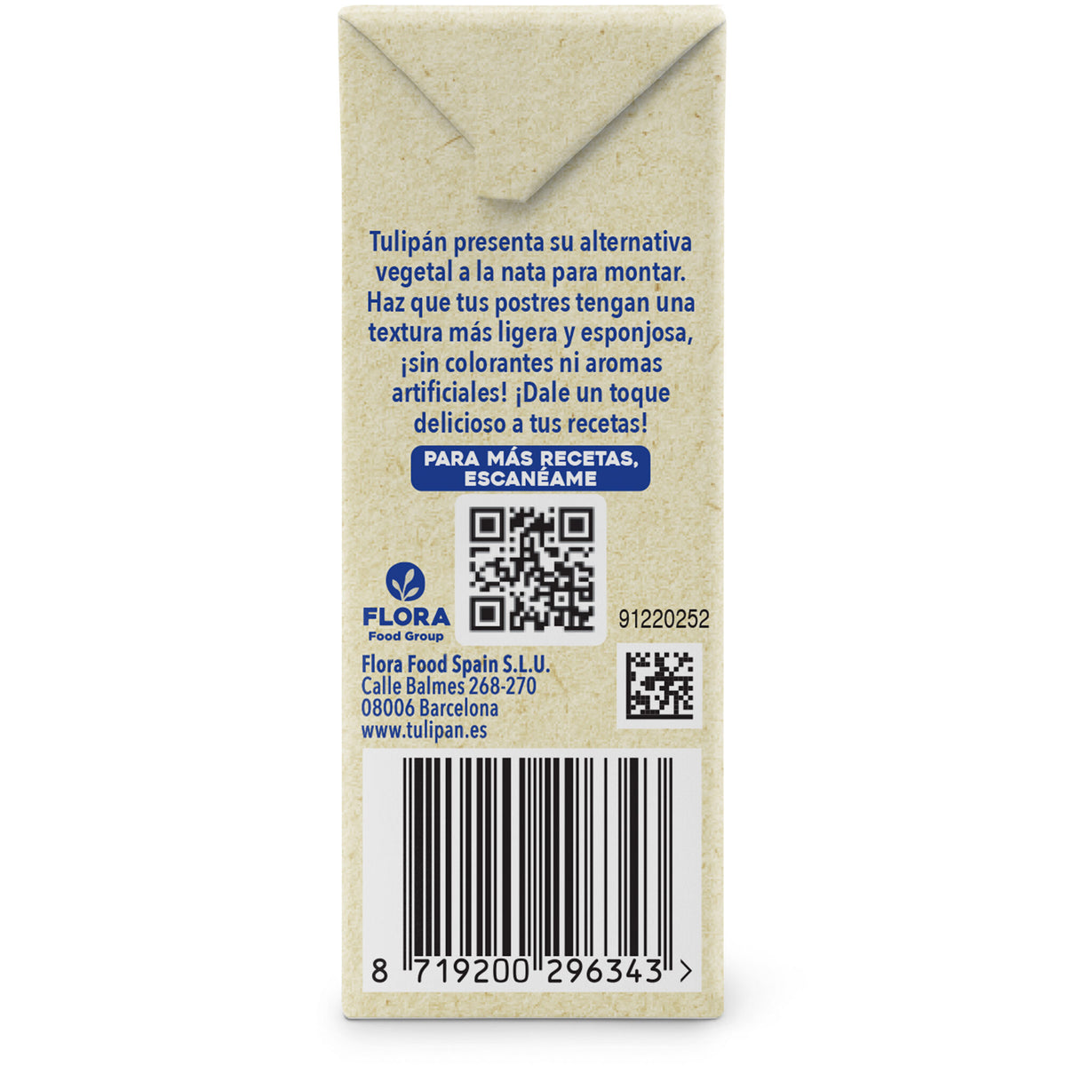 Nata vegetal para montar Tulipan 250ml
