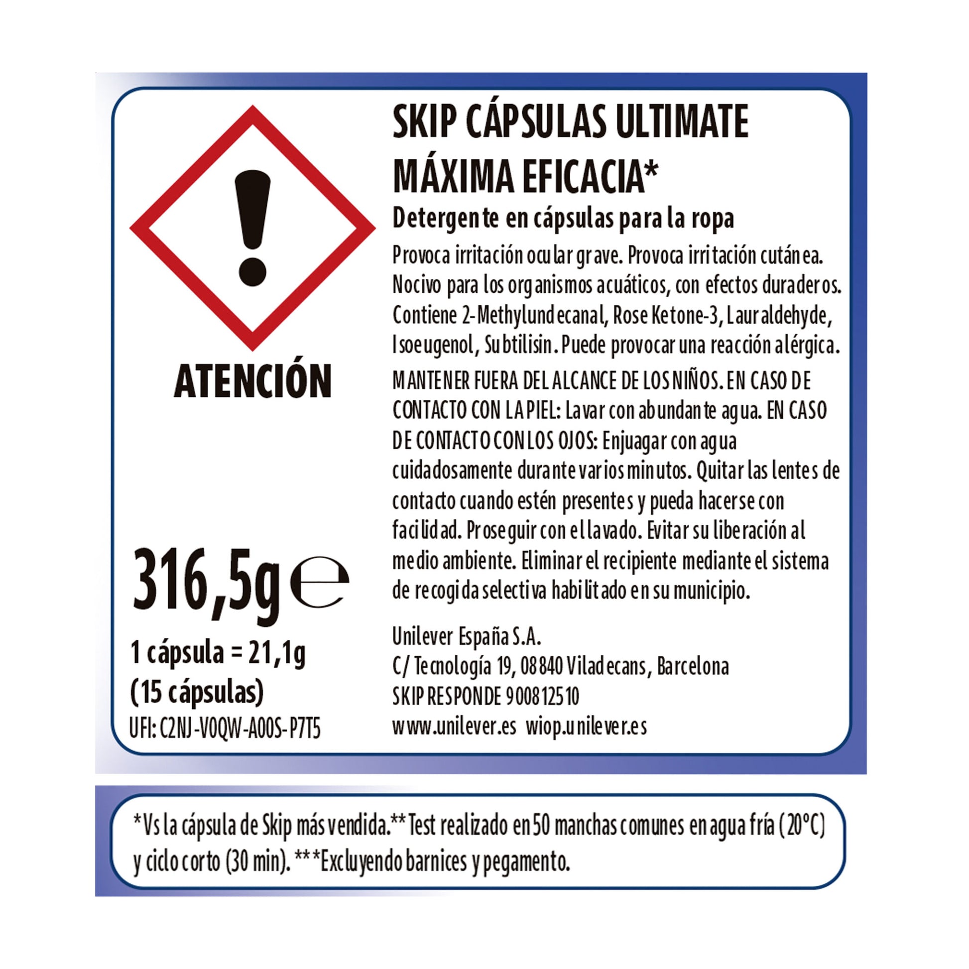 Detergente cápsula ultimate Skip 15u
