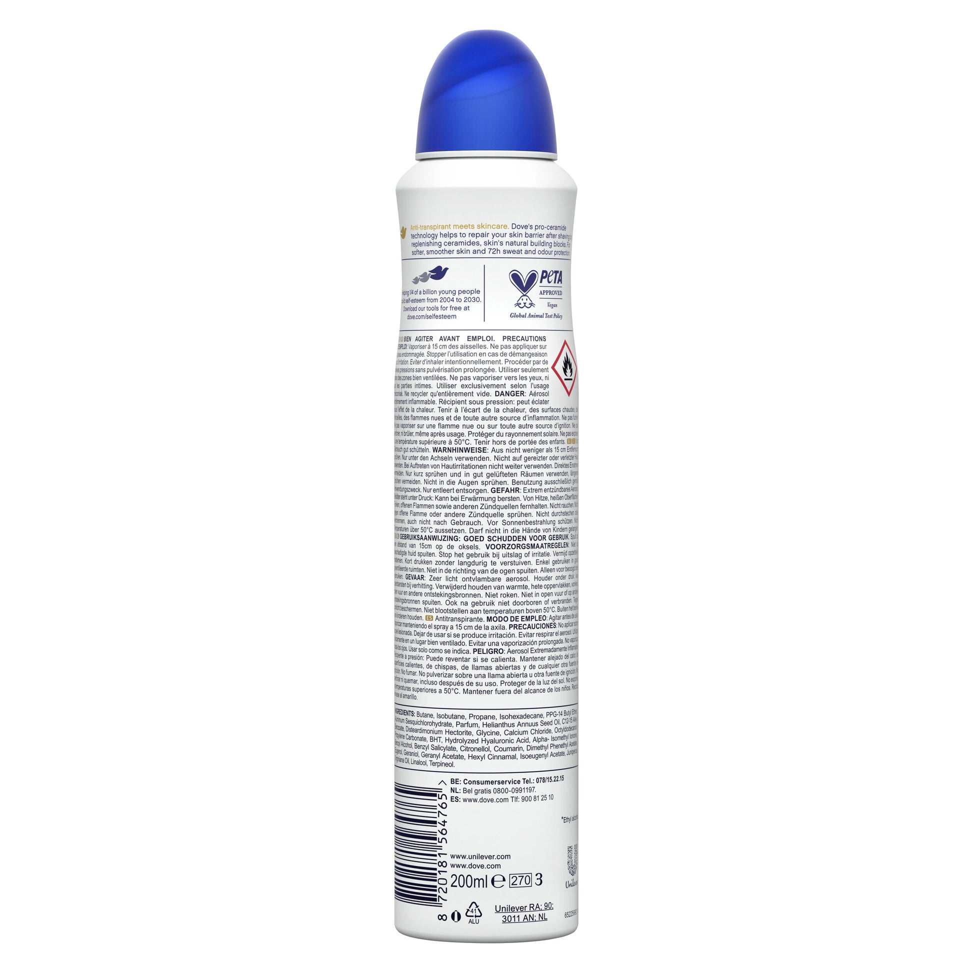 Desodorante spray mujer original 0% alcohol 48h Dove 200ml