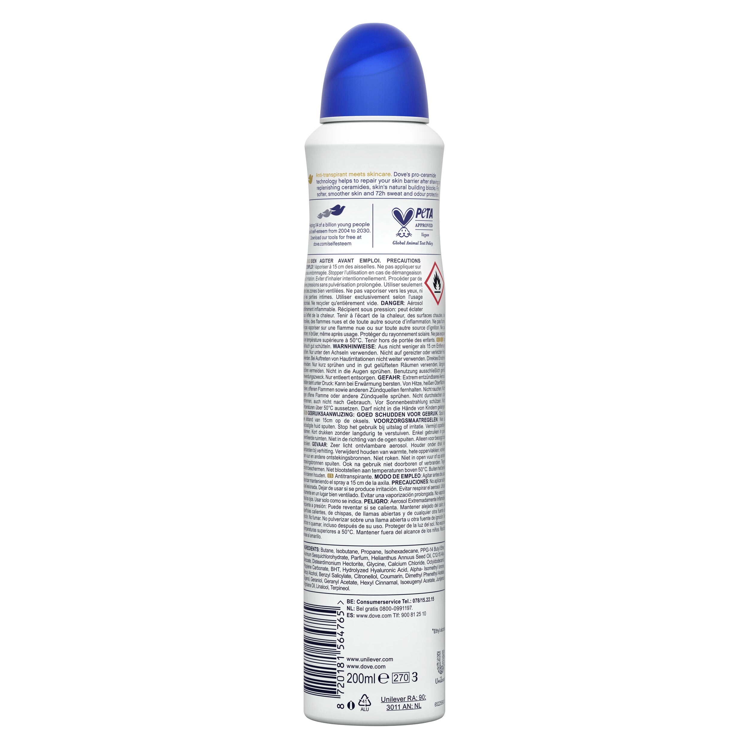 Desodorante spray mujer original 0% alcohol 48h Dove 200ml