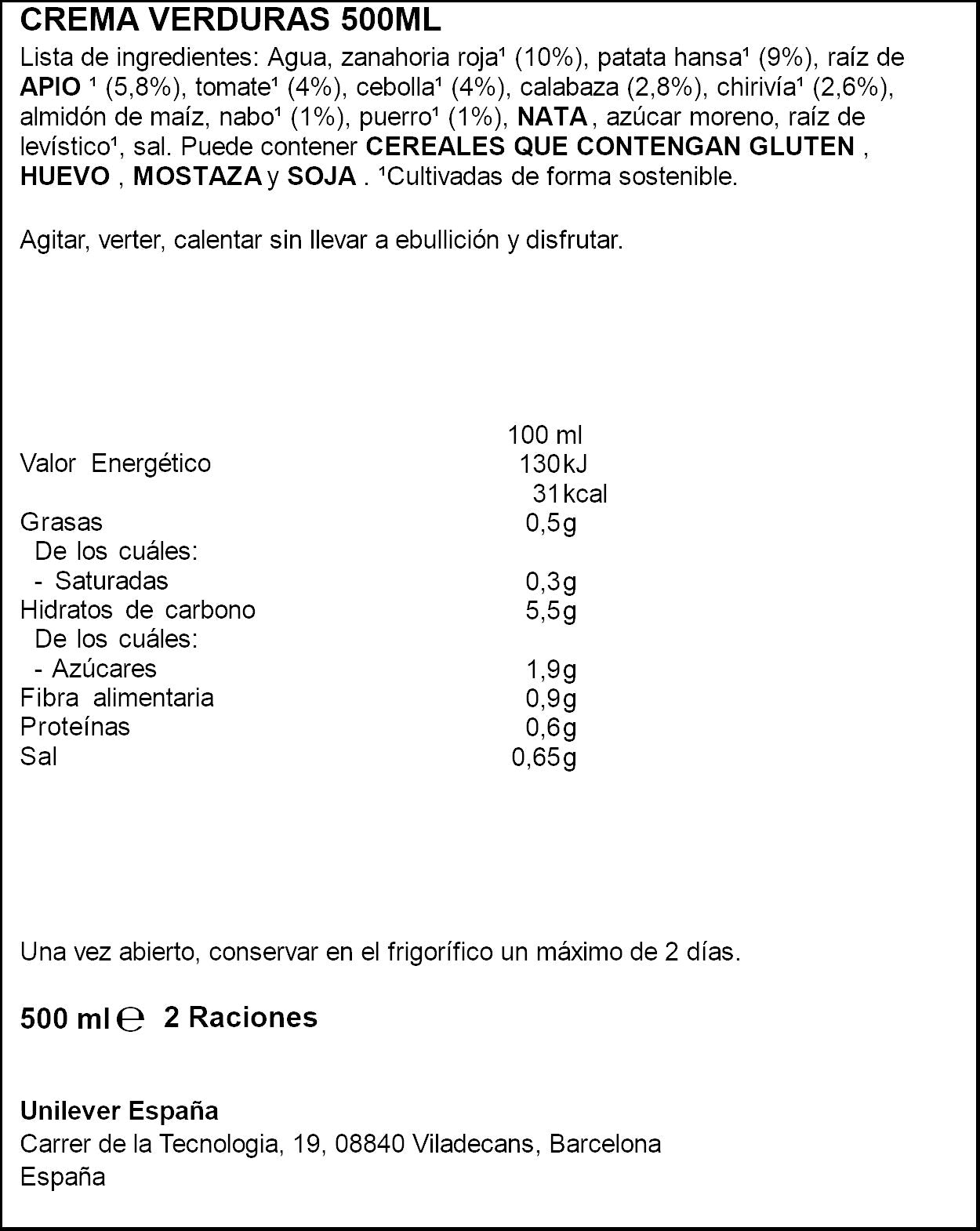 Crema verdura las clasicas Knorr 500ml