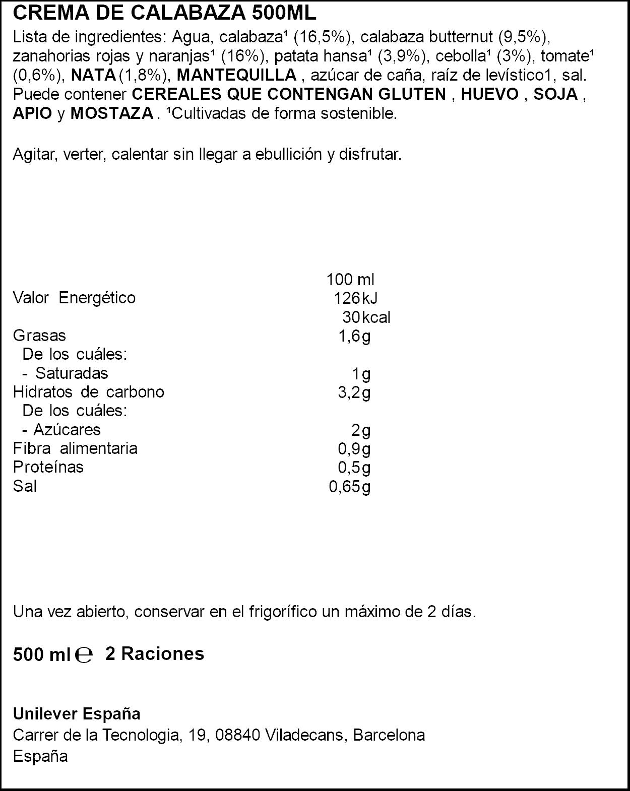 Crema verdura calabaza las clasicas Knorr 500ml