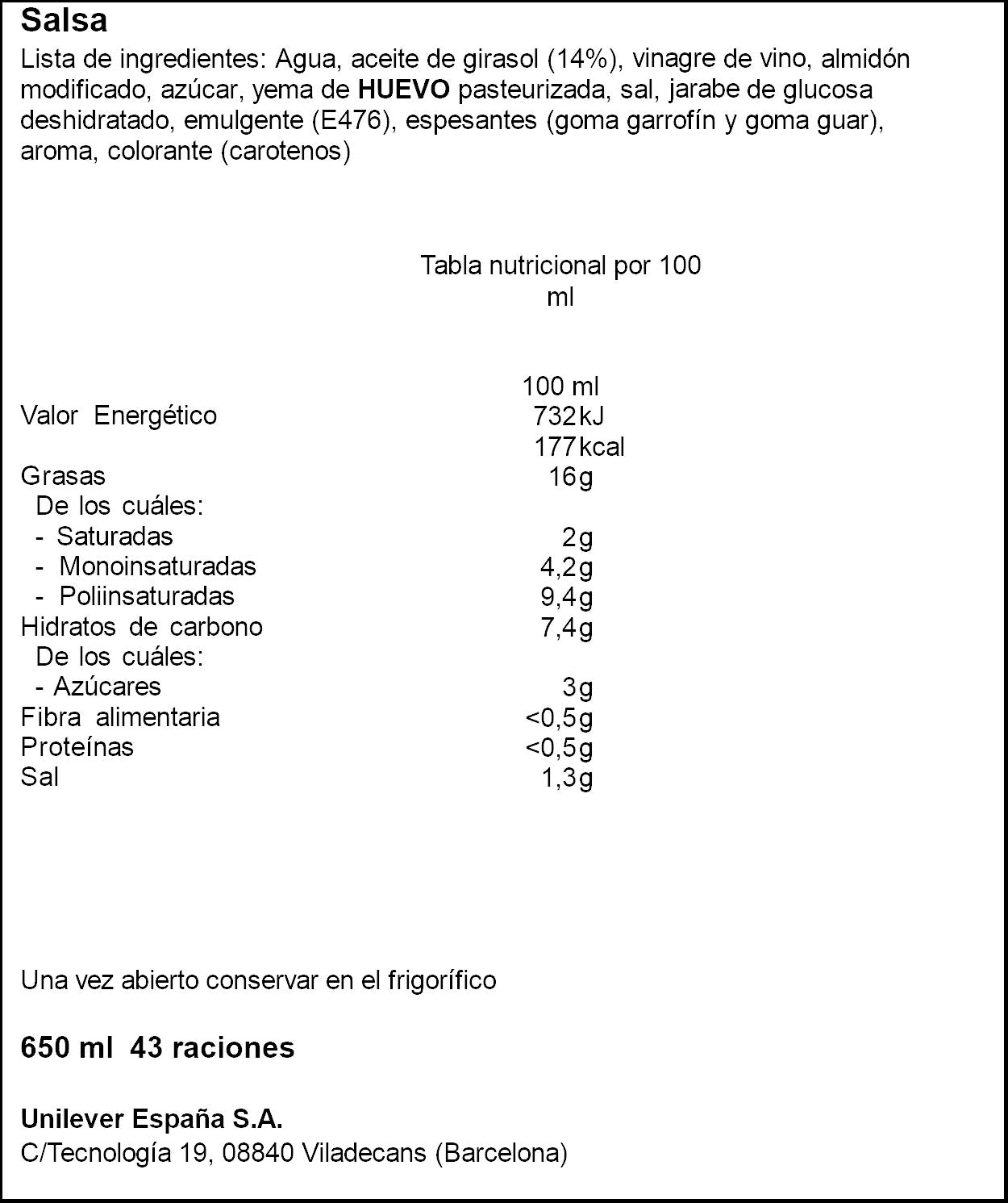 Mayonesa ligera cristal Ligeresa 425ml