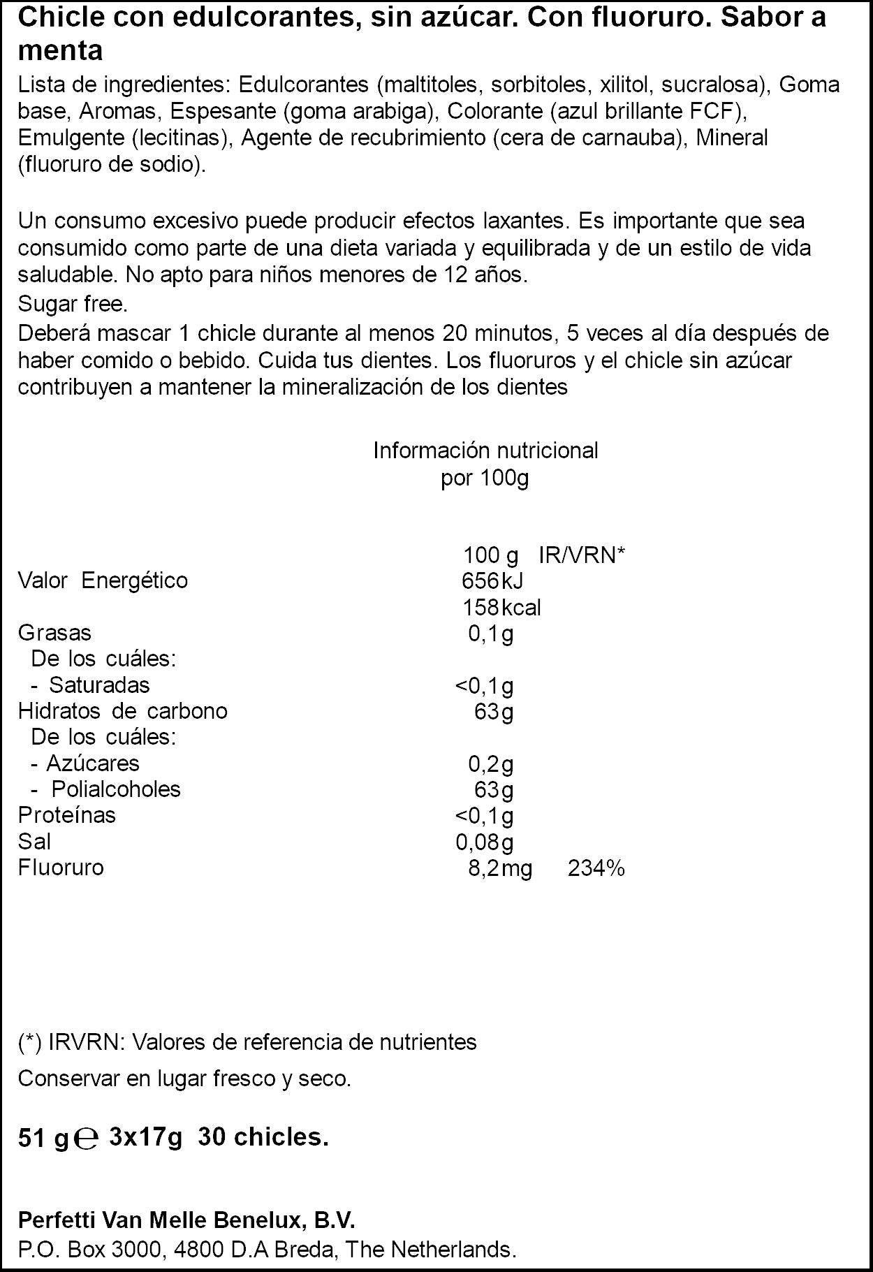 Chicle menta Trident oral b 51g
