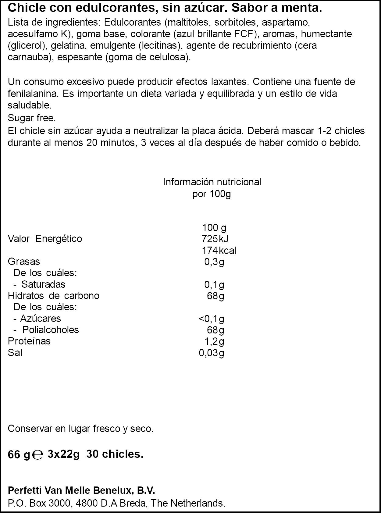 Chicle menta gragea 60 minutos Trident p3 20g/u