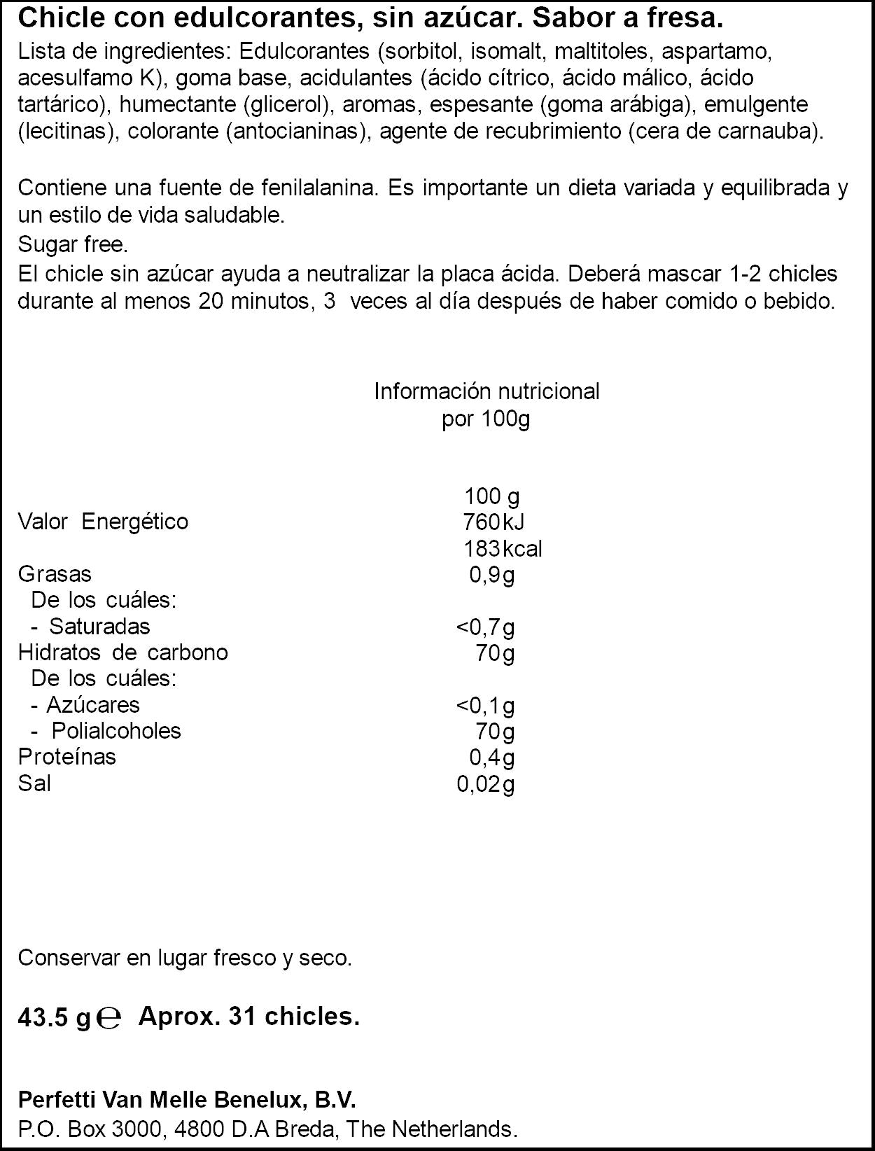 Chicle fresa gragea Trident 43.5g