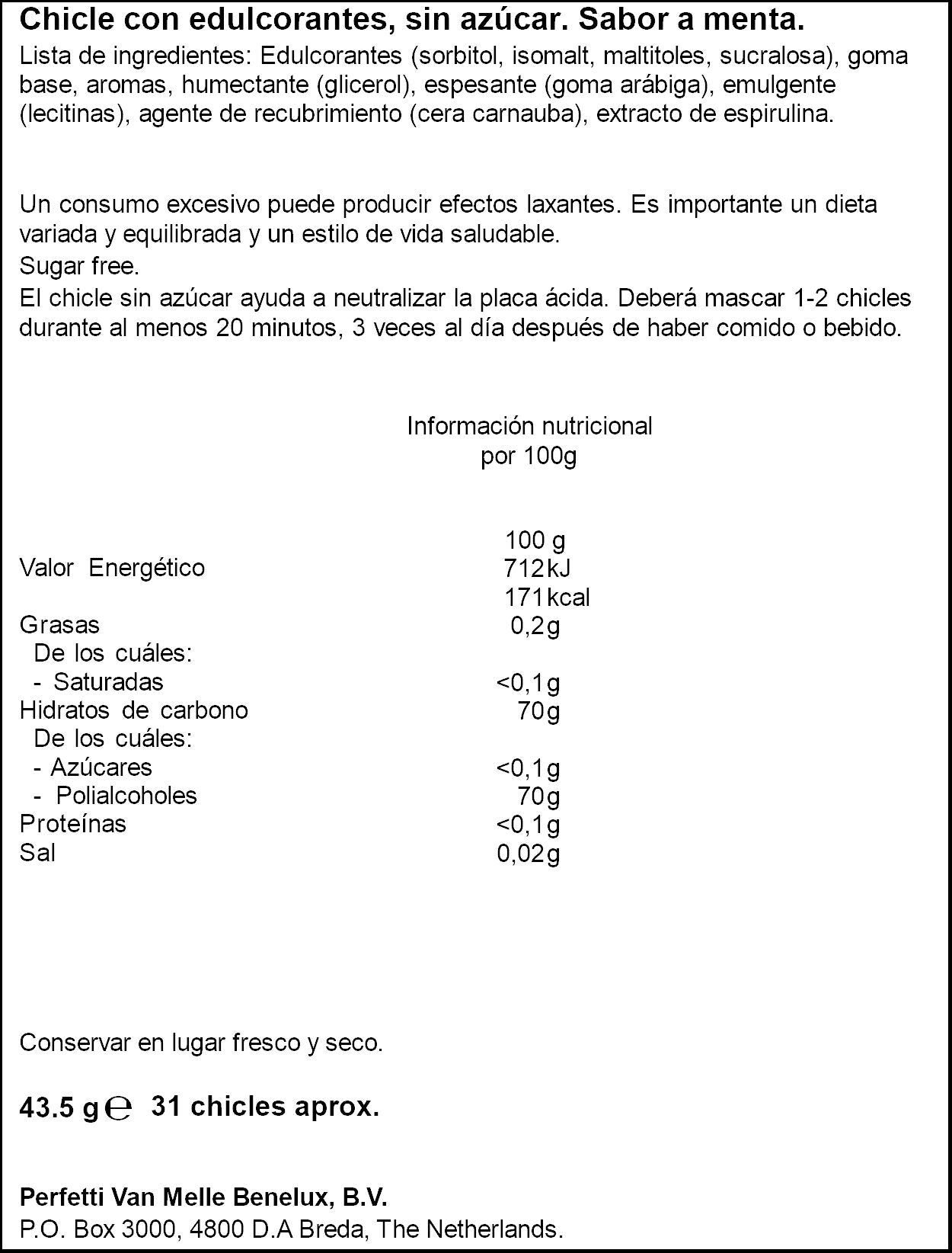 Chicle menta gragea Trident 43.5g