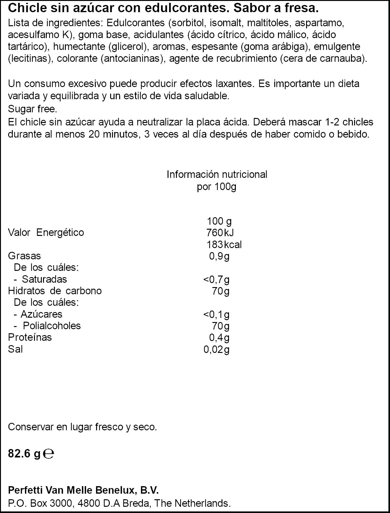 Chicle fresa gragea bote Trident 83g