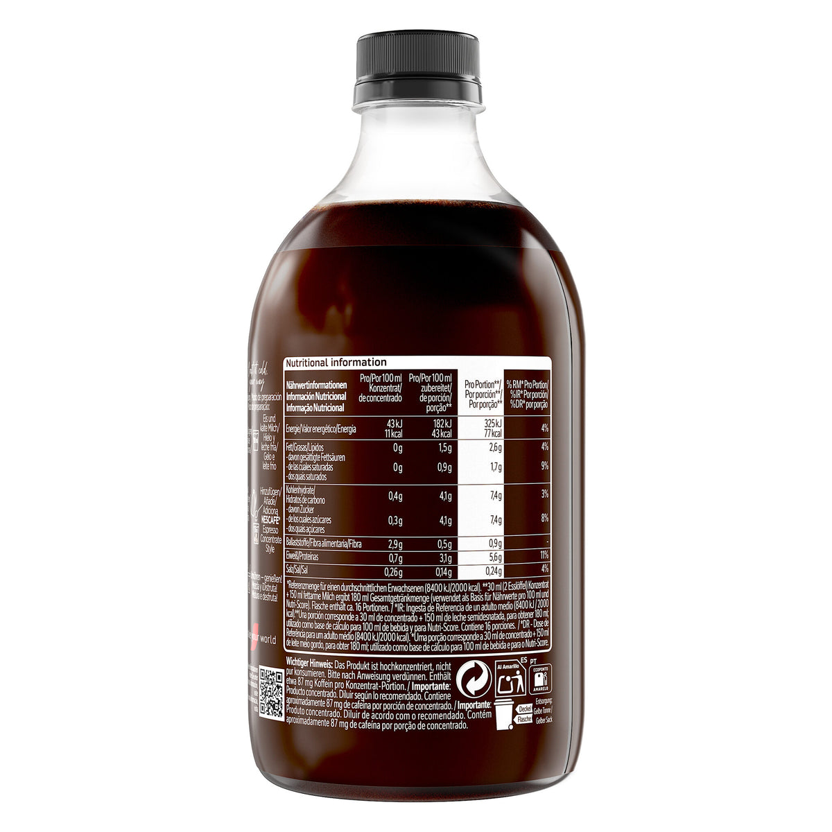 Concentrado cafe black s/az Nescafe 500ml