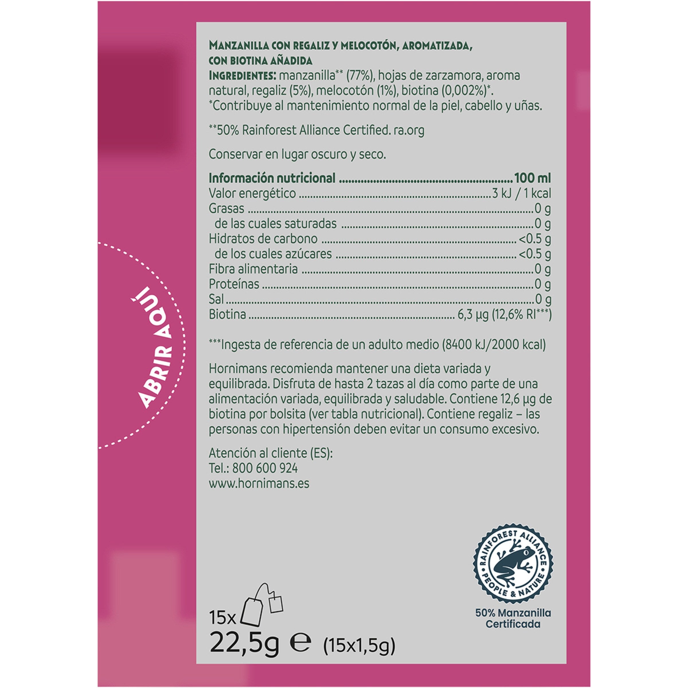 Infusión biotina bienestar + Hornimans p15