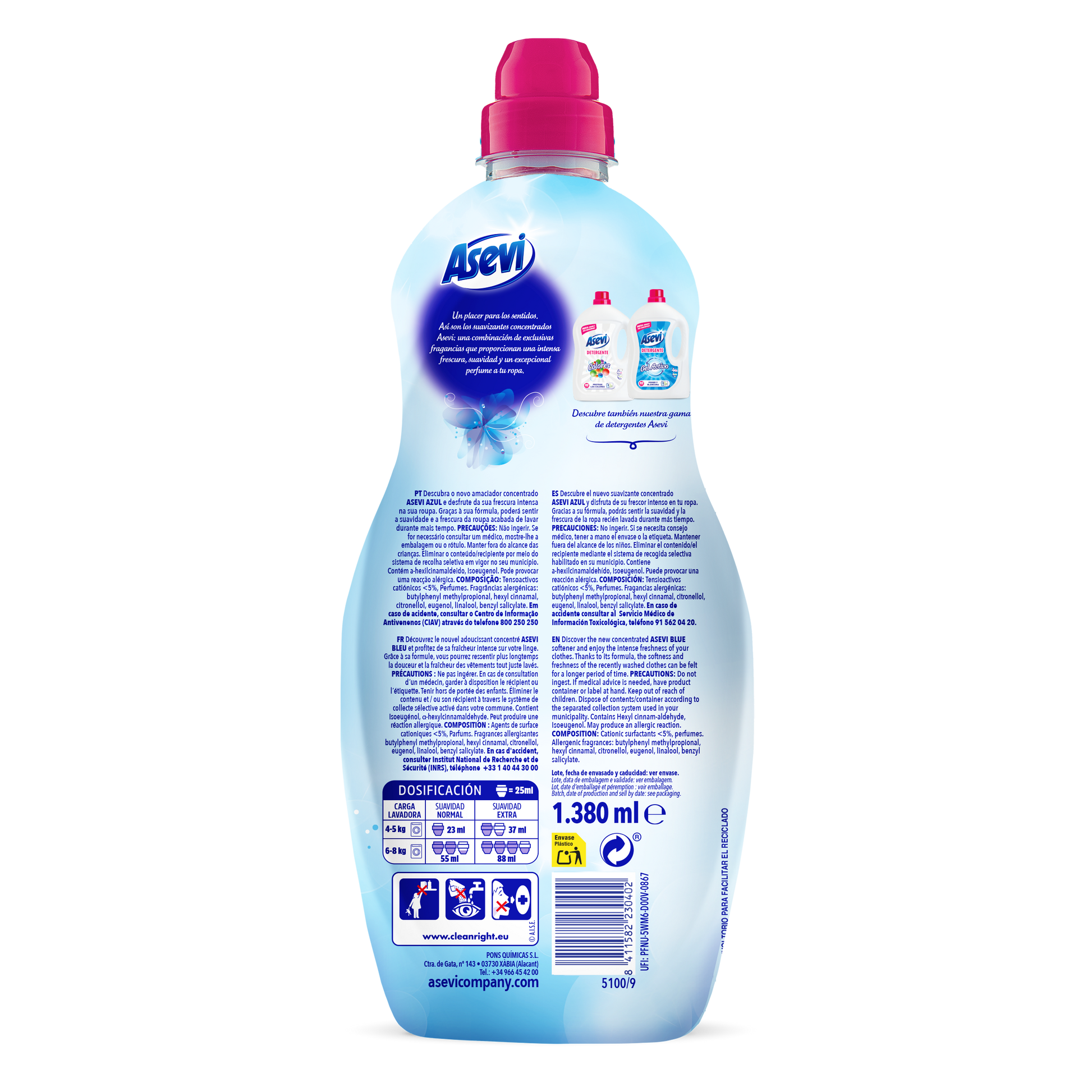 Suavizante concentrado azul Asevi 60d