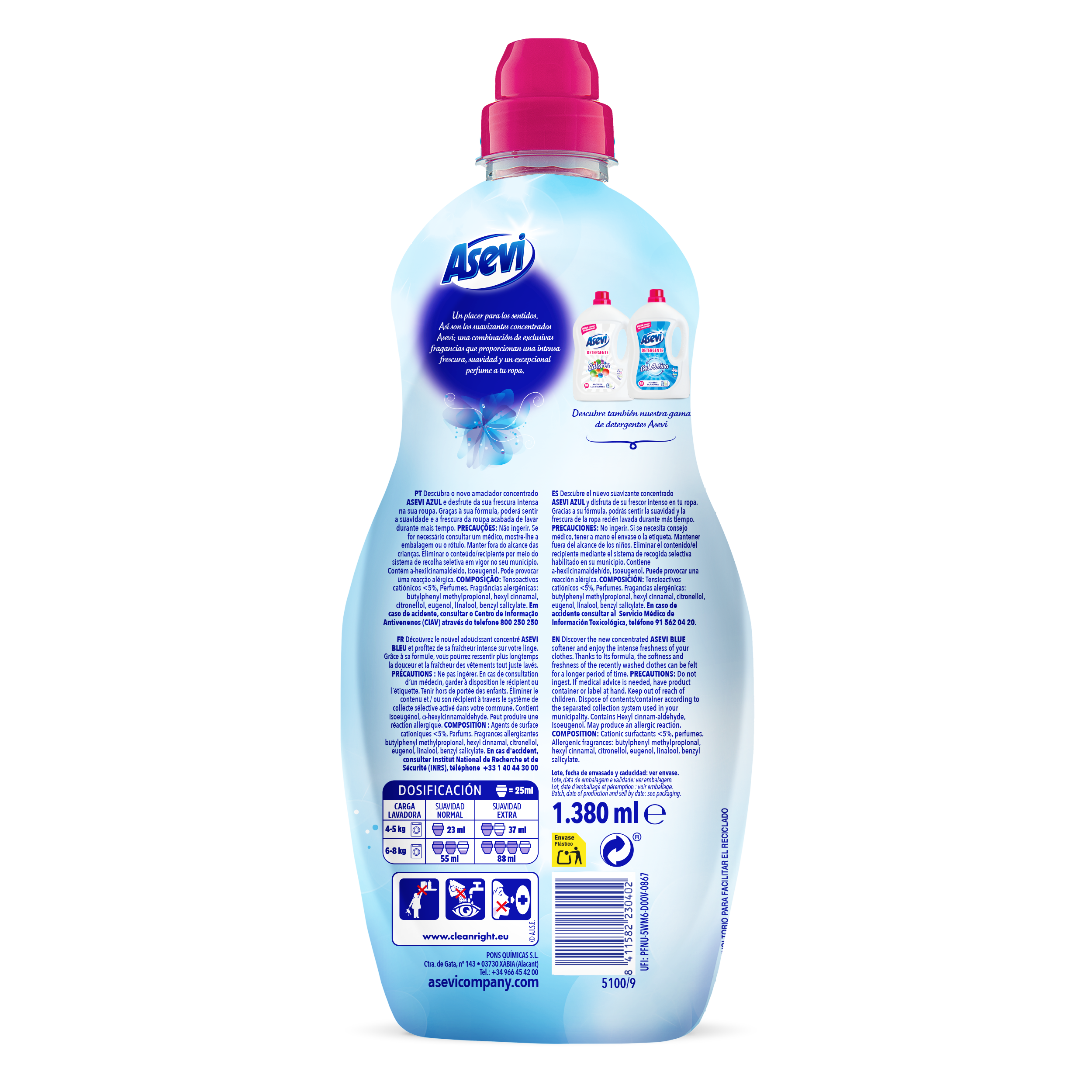 Suavizante concentrado azul Asevi 60d