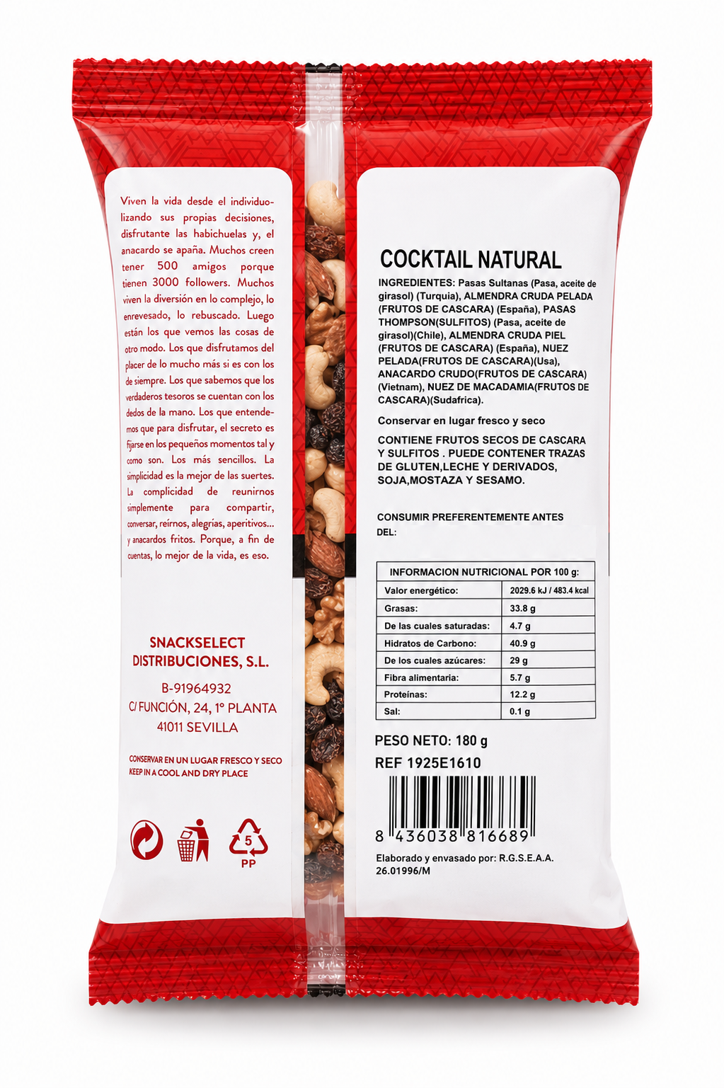 Cocktail fruto secos natural La reunión 180g