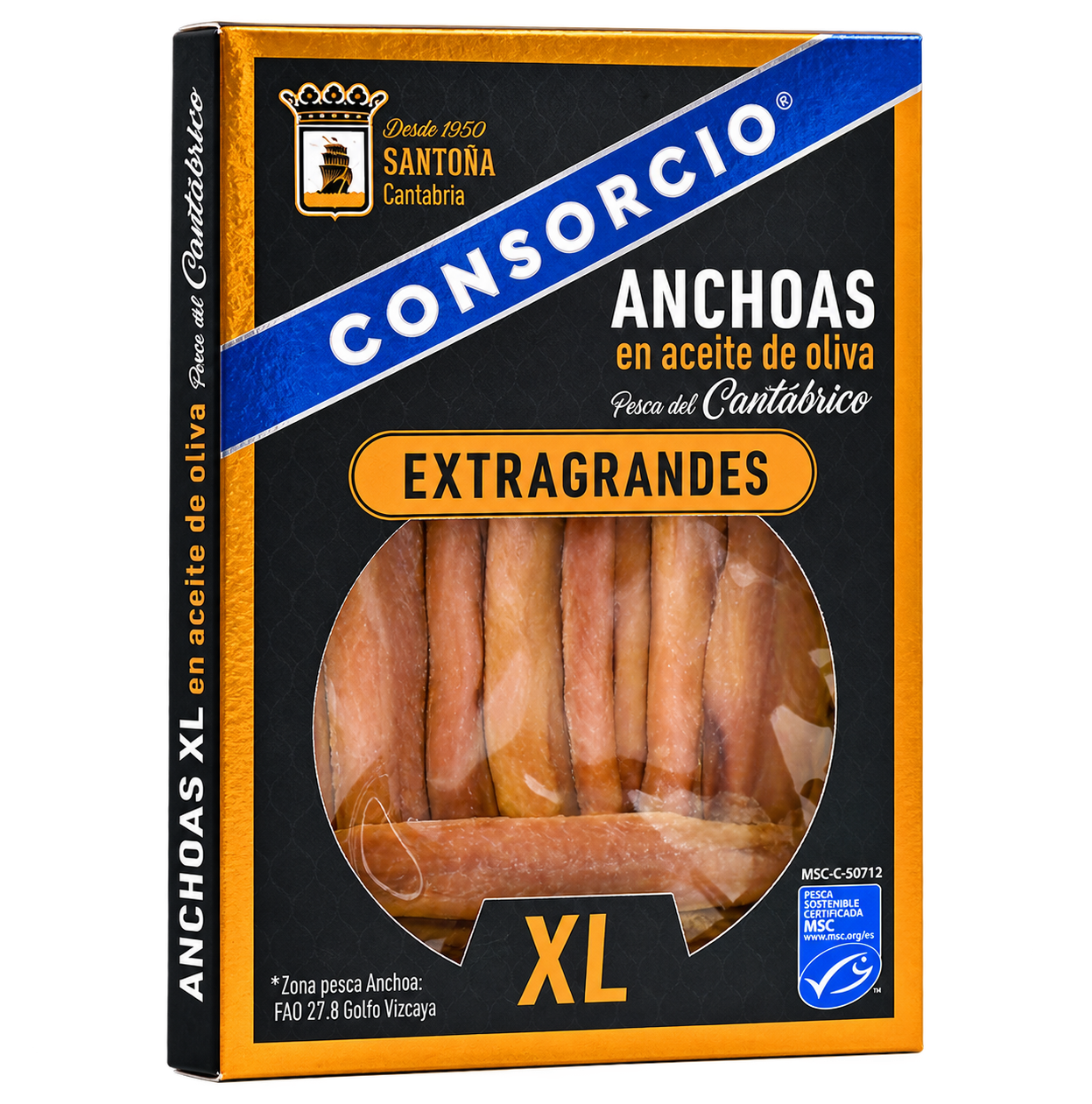 Anchoa del cantábrico extragrande serie oro msc oliva xl Consorcio 50g escurr