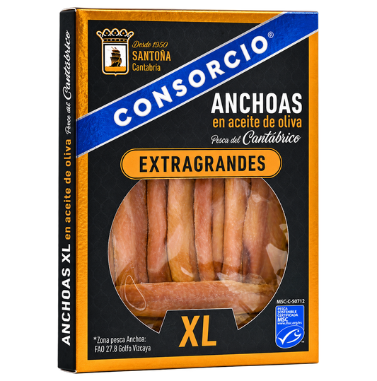 Anchoa del cantábrico extragrande serie oro msc oliva xl Consorcio 50g escurr La Despensa