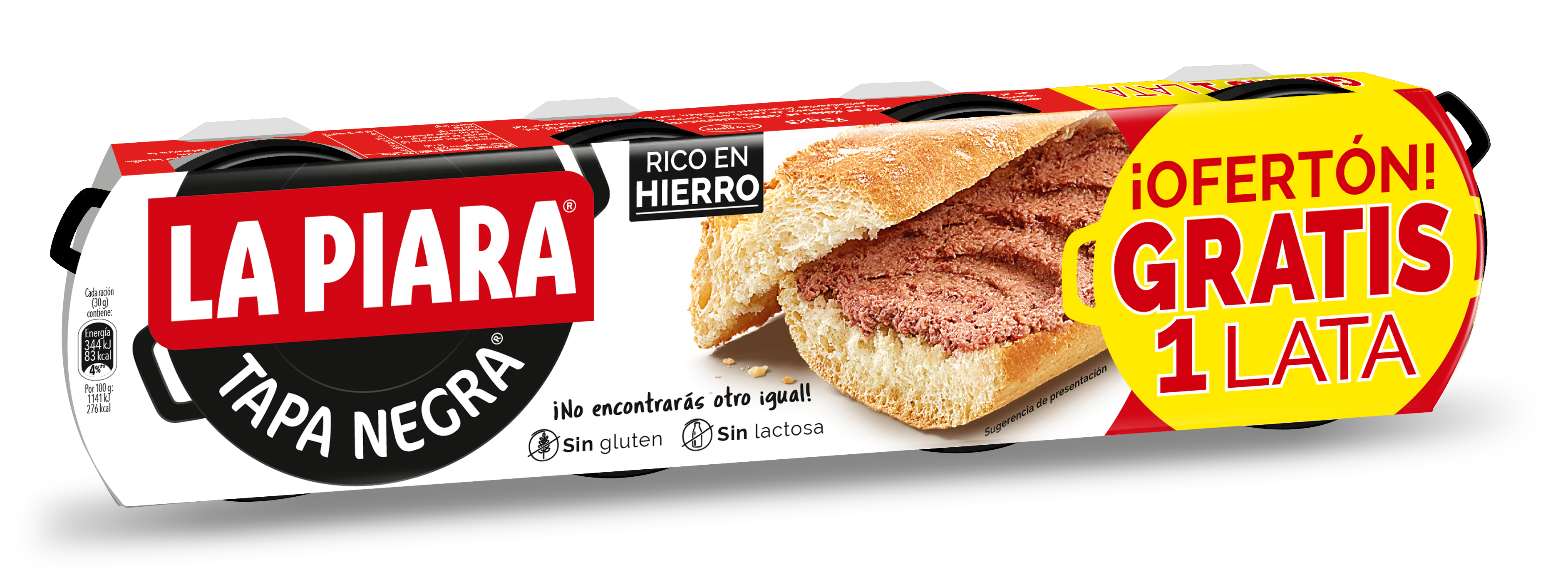 Paté hígado de cerdo tapa negra lata La piara p3 75g/u