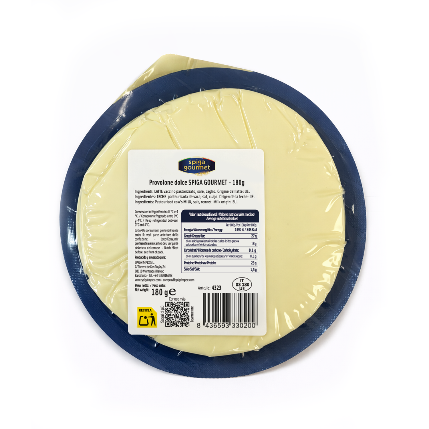 Queso provolone dolce Spiga 200g