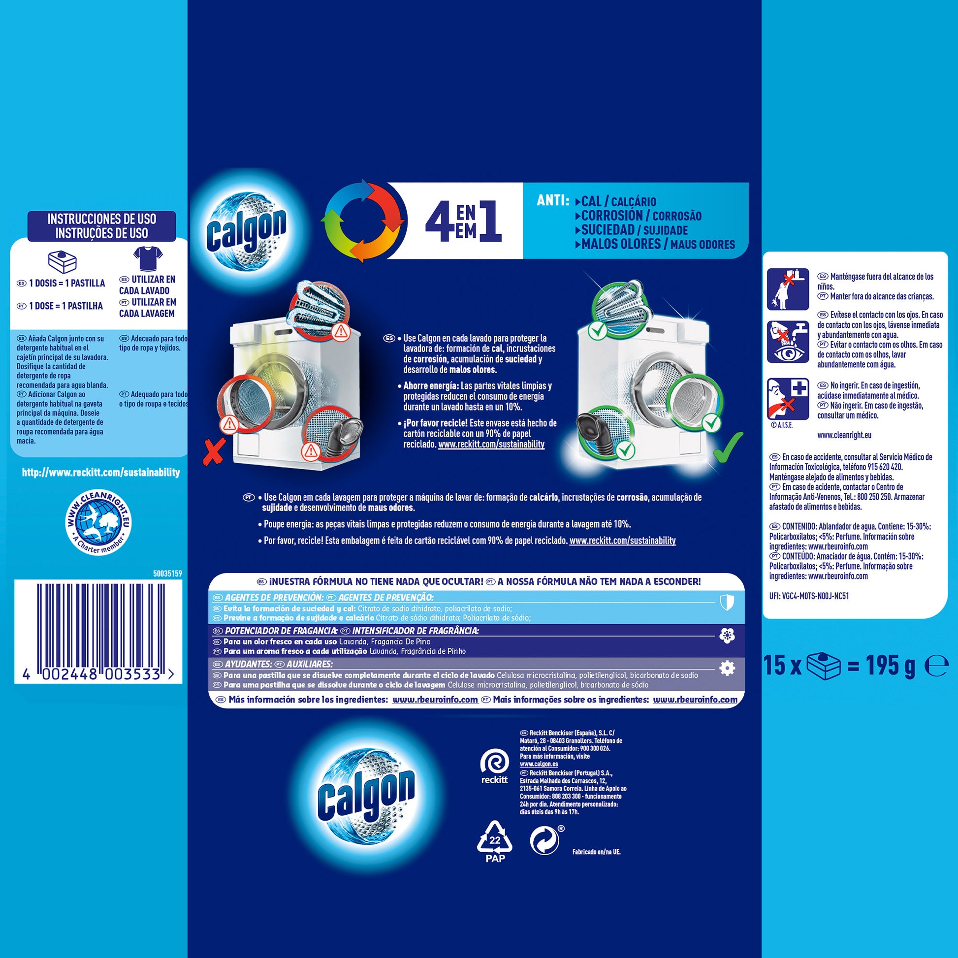 Descalificador antical pastilla Calgon 15u