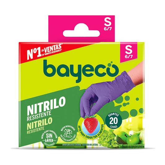 Guante nitrilo resistente morado ts Bayeco 20u La Despensa
