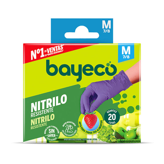 Guante nitrilo resistente morado tm Bayeco 20u La Despensa