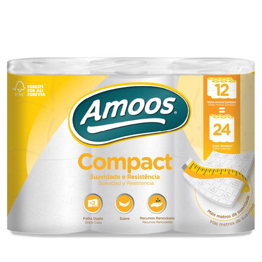 Papel higienico compacto 12=24 Amoos 2c 12rollos La Despensa