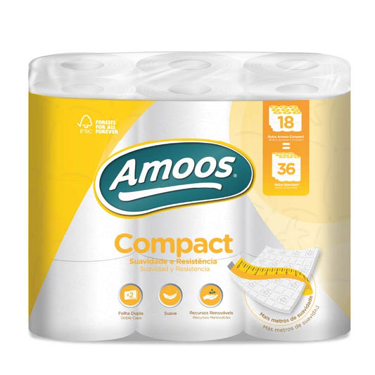Papel higienico compacto Amoos 18 rollos La Despensa
